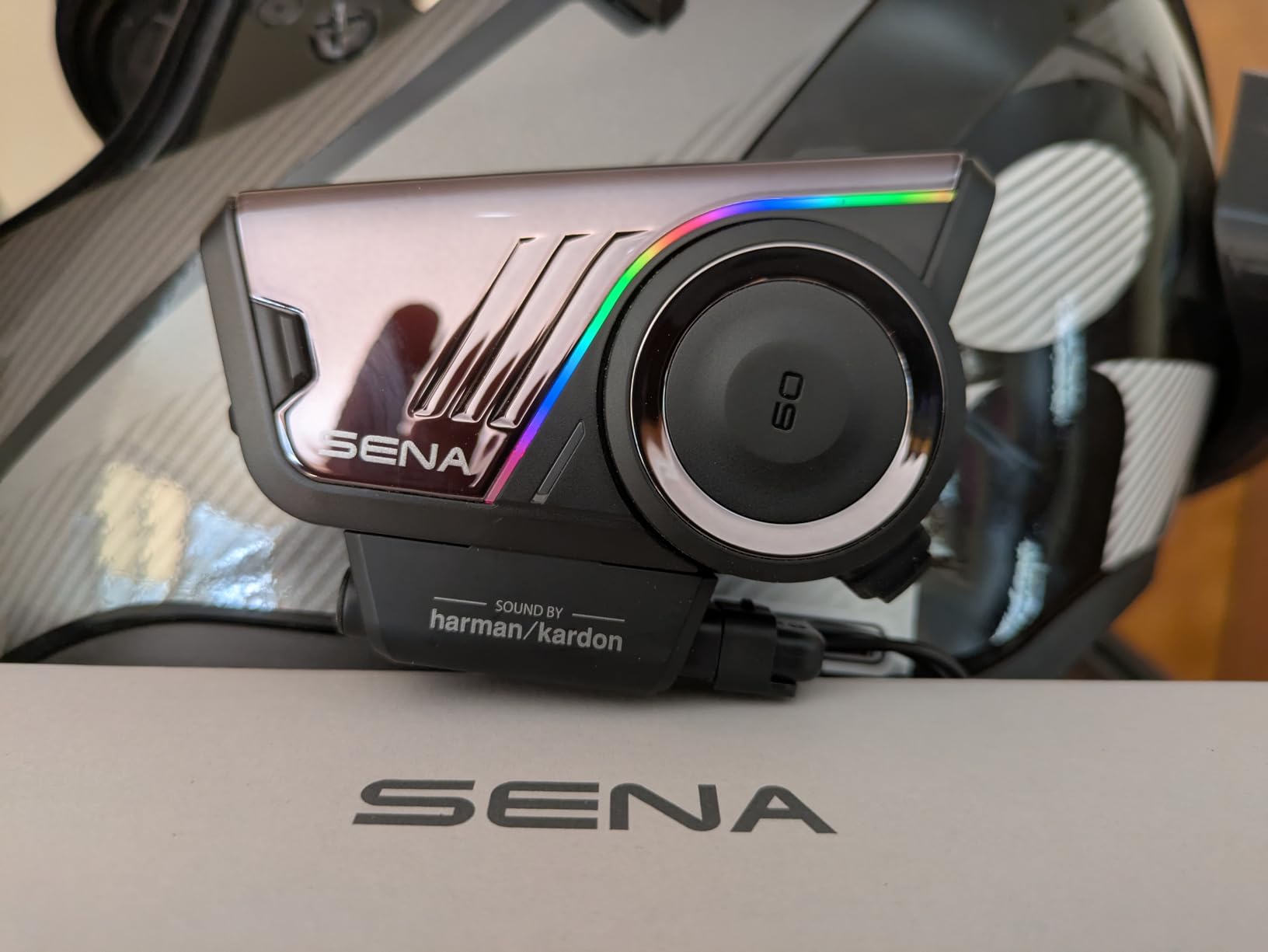 Sena 60S Motorcycle Communication Headset with Wave, Mesh 3.0, and Bluetooth Intercom, IPX7 Waterproof, 24 hr Battery, 2 km Range, 2nd Generation Sound by Harman Kardon Helmet Comms System, Dual Pack customer photo 2