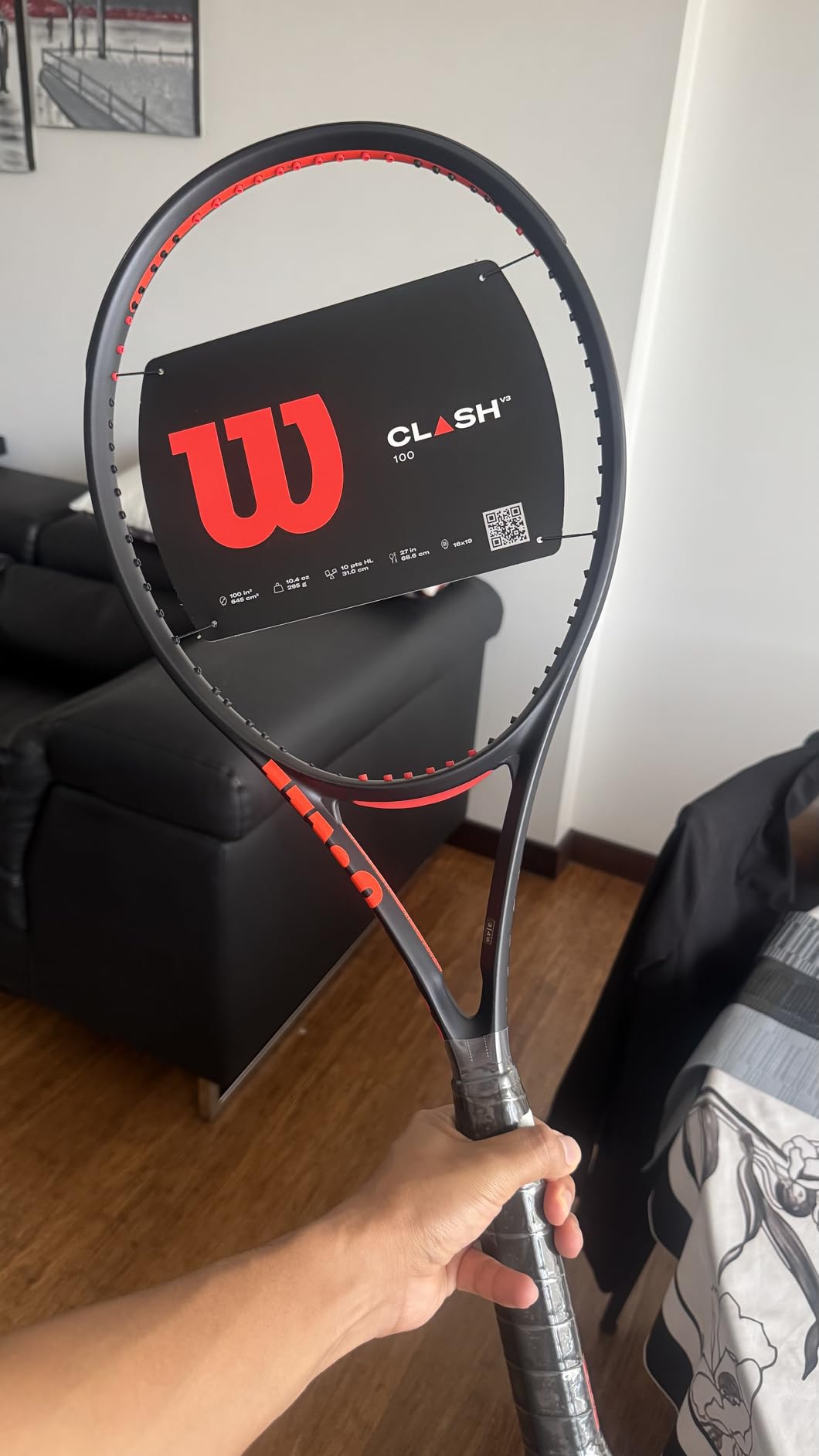 Wilson Clash 100 V3 Strung Adult Performance Tennis Racket - Grip Size 2-4 1/4