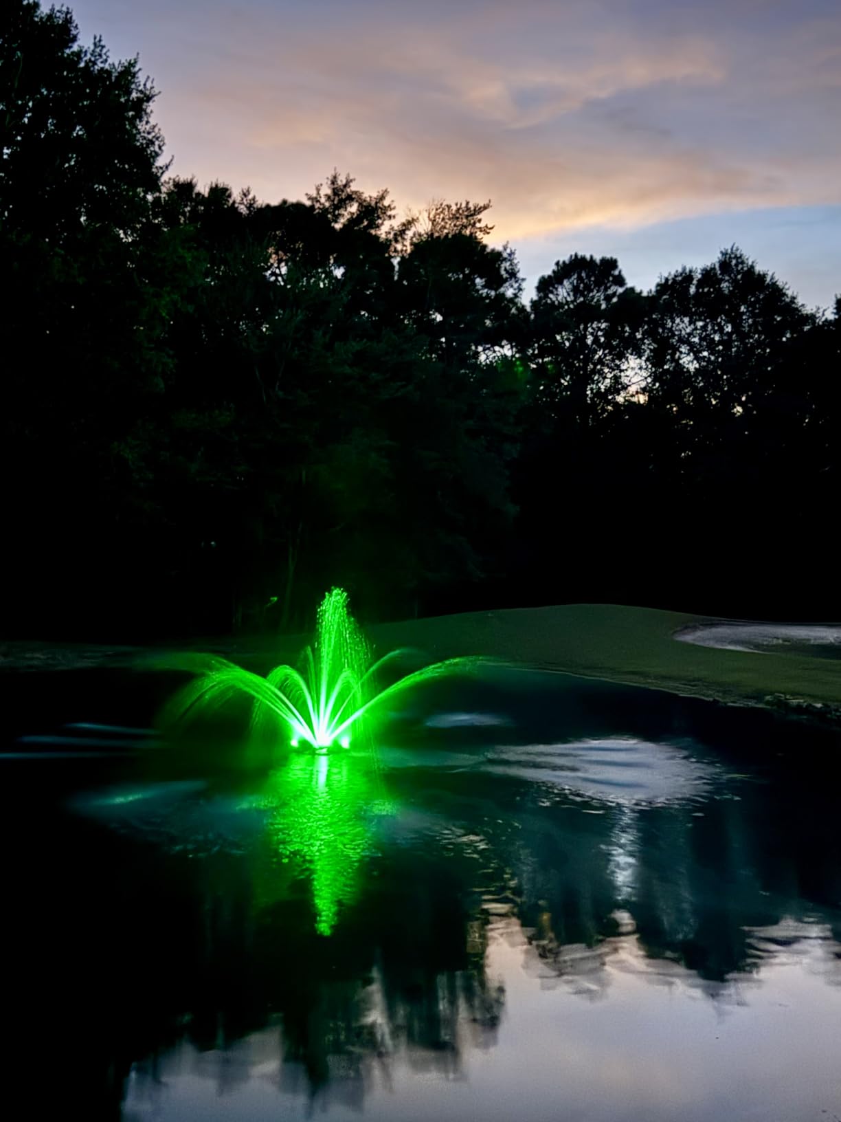 FS01 110V, 1 HP, Large Pond Floating Fountain with LED RGB Lights, Oil Free Pump 13000 GPH with 100' Cord, Two Spray Patterns Included customer photo 2