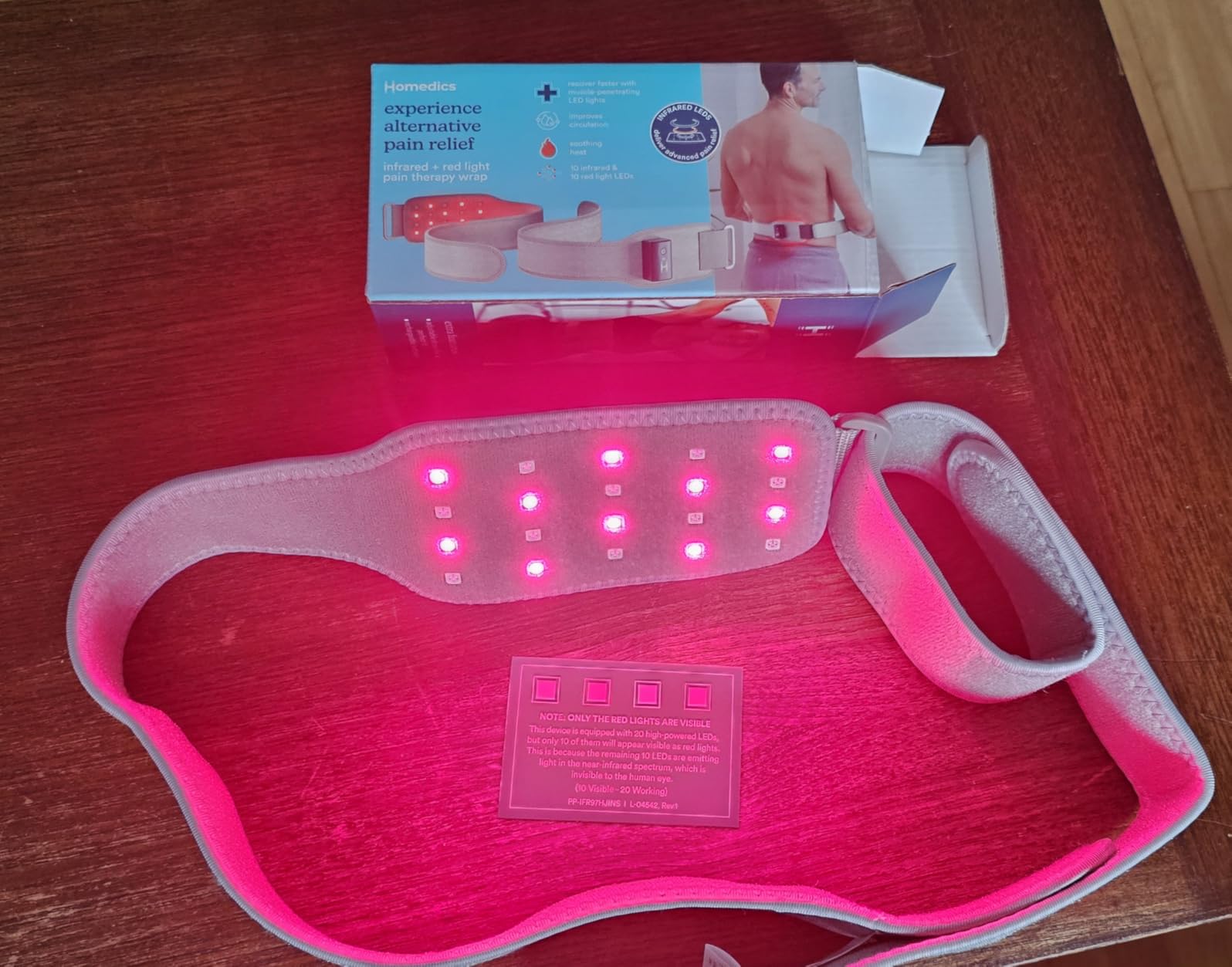 Homedics Wireless Infrared + Red Light Pain Therapy Wrap | Portable 850 nm Infrared & 660 nm Red Light LEDs, Adjustable Strap, Rechargeable Battery, Targeted Muscle & Joint Relief customer photo 2