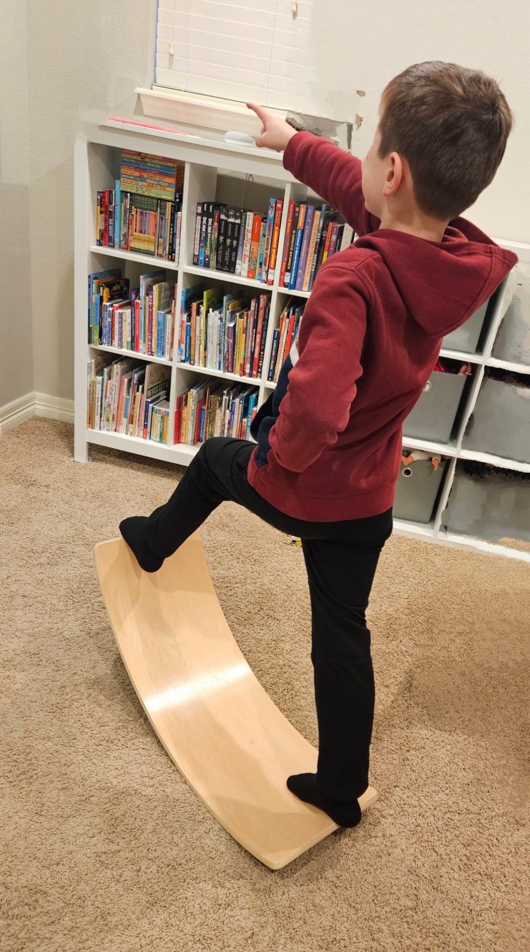 Acorn Avenue Non Slip Balance Board - Felt Rocker Board Durable Wood - Kids | 32.7 x 11.7 x 8 in, Max 150 lb, Felt Bottom, Indoor Outdoor Use customer photo 2