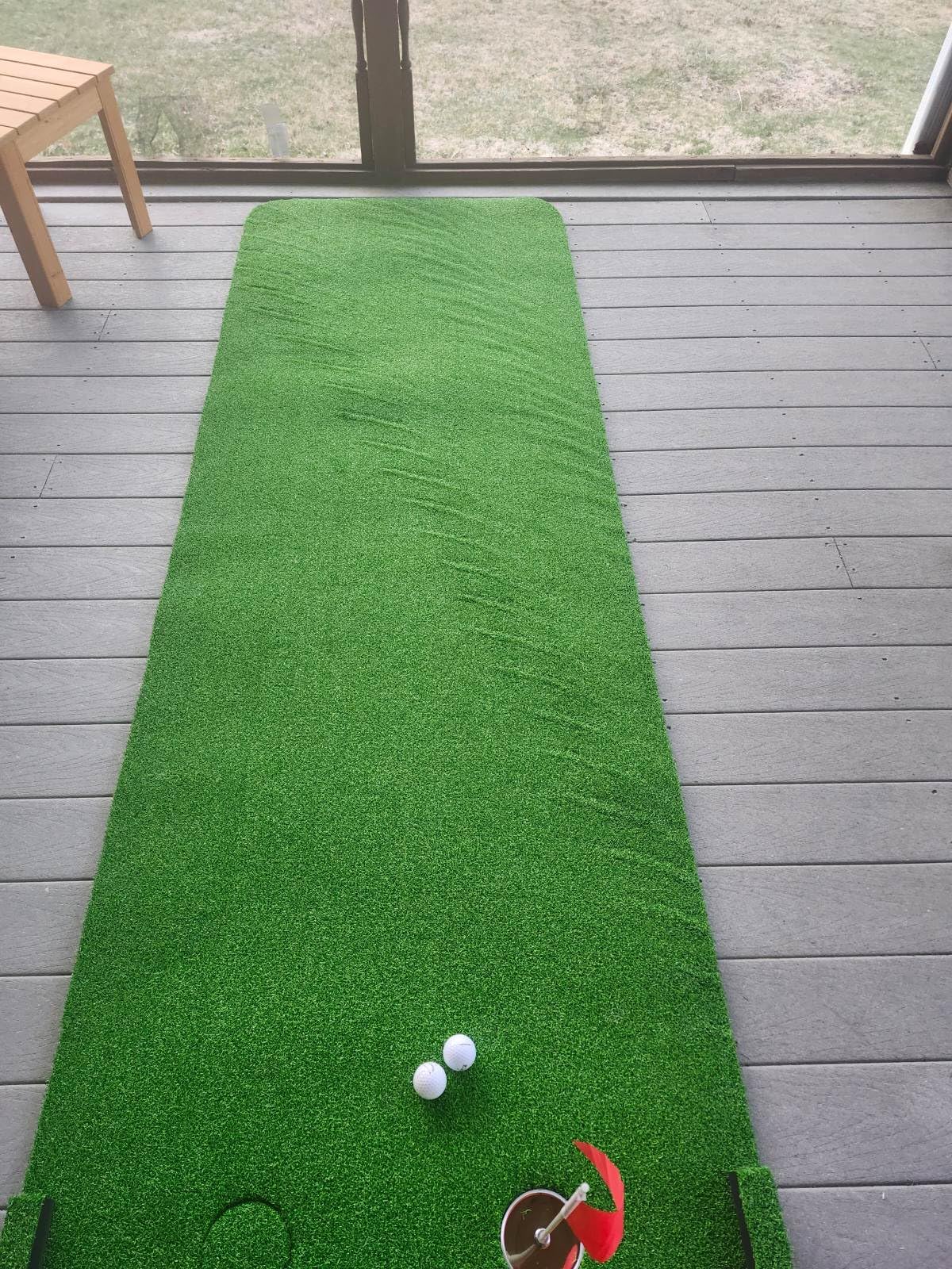 Wekin Golf Putting Green Mat 3x10ft Thickening Indoor Golf Turf Game Set | Outdoor Portable Training Mat with Side Border,Movable Cup for Home Backyard Office customer photo 2