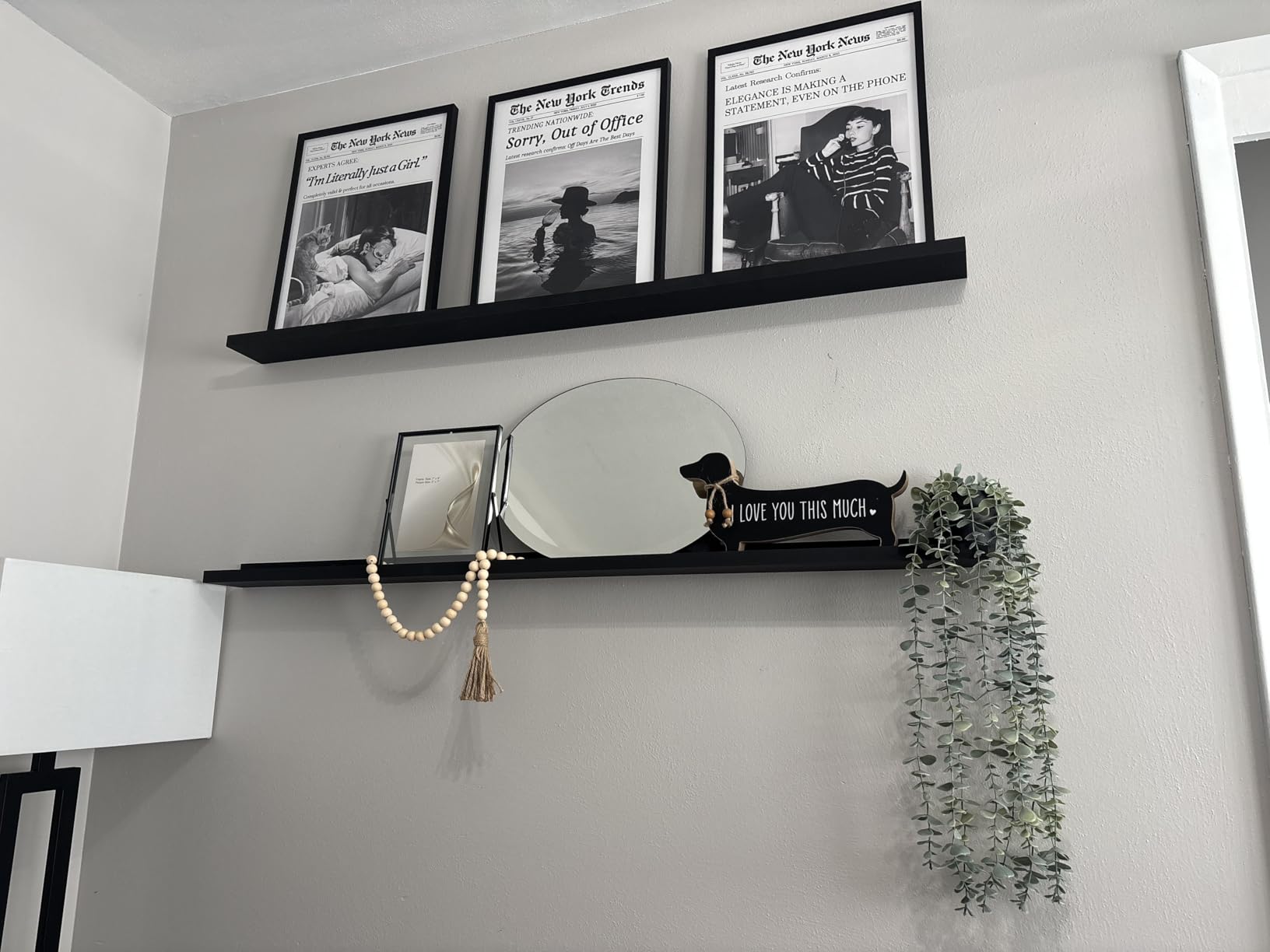 Dreamland Picture Ledge Shelf for Wall, Floating Shelves Set of 2, 36 Inch Long Floating Shelves with Lip for Living Room, Bedroom, Bathroom, Kitchen, Black customer photo 2