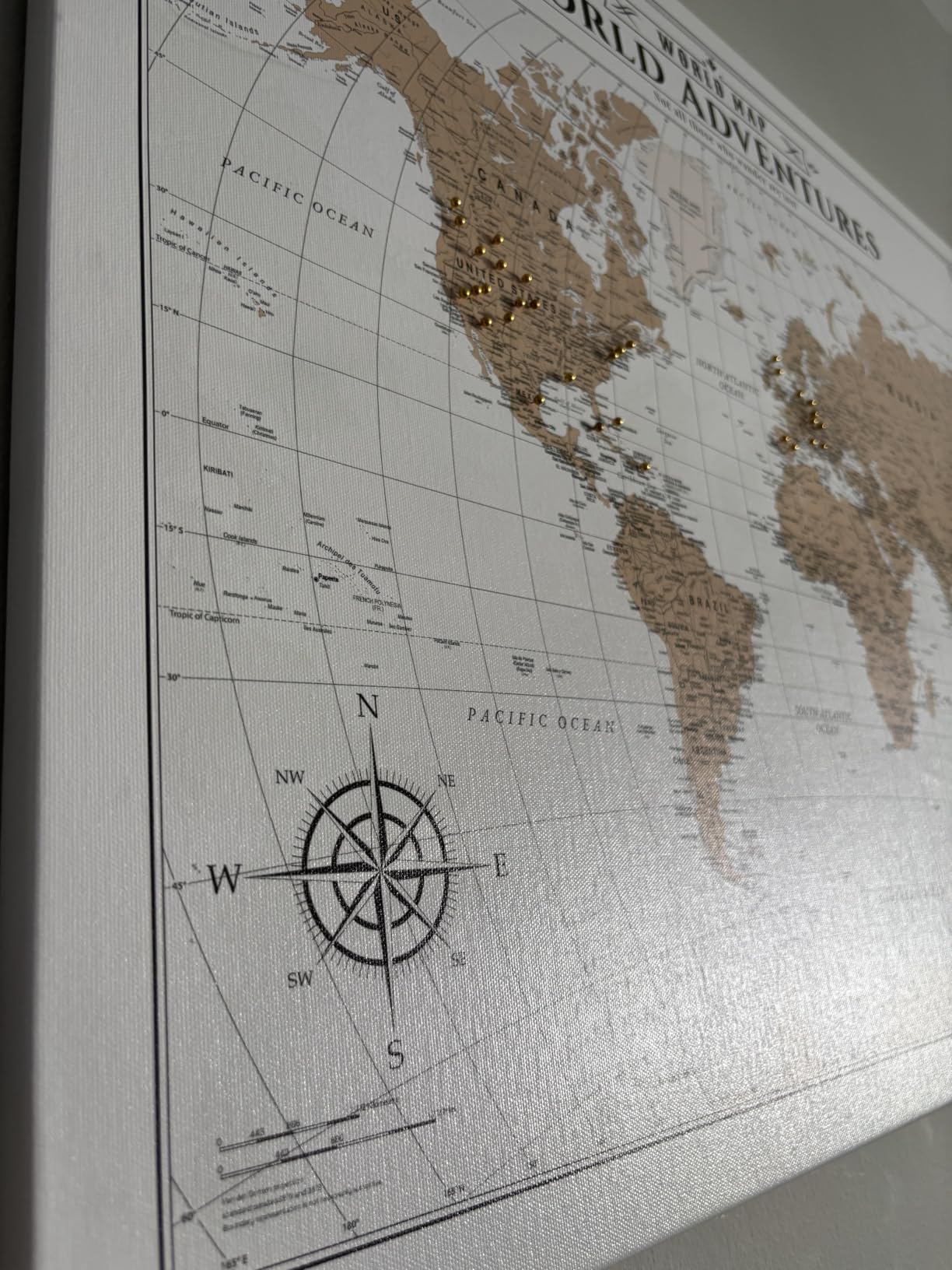 IPIC Vintage Teal World Maps for Wall, World Map Canvas, Size 30x24 in | Canvas Map of the World for the Home Office, Study, Living Room, Ready to Hang customer photo 1