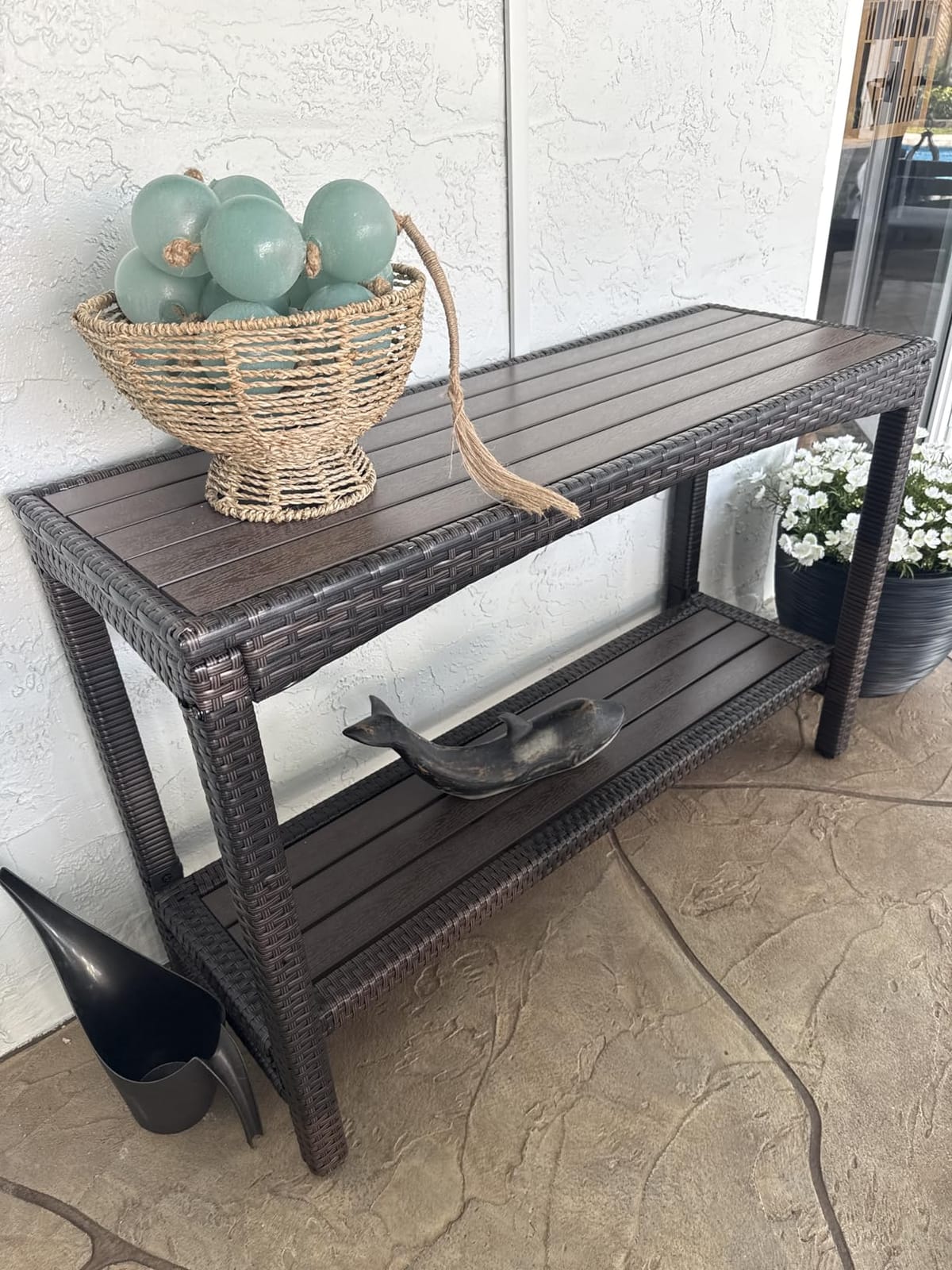 Outdoor Console Table Patio Buffet Bar Storage Organizer 45