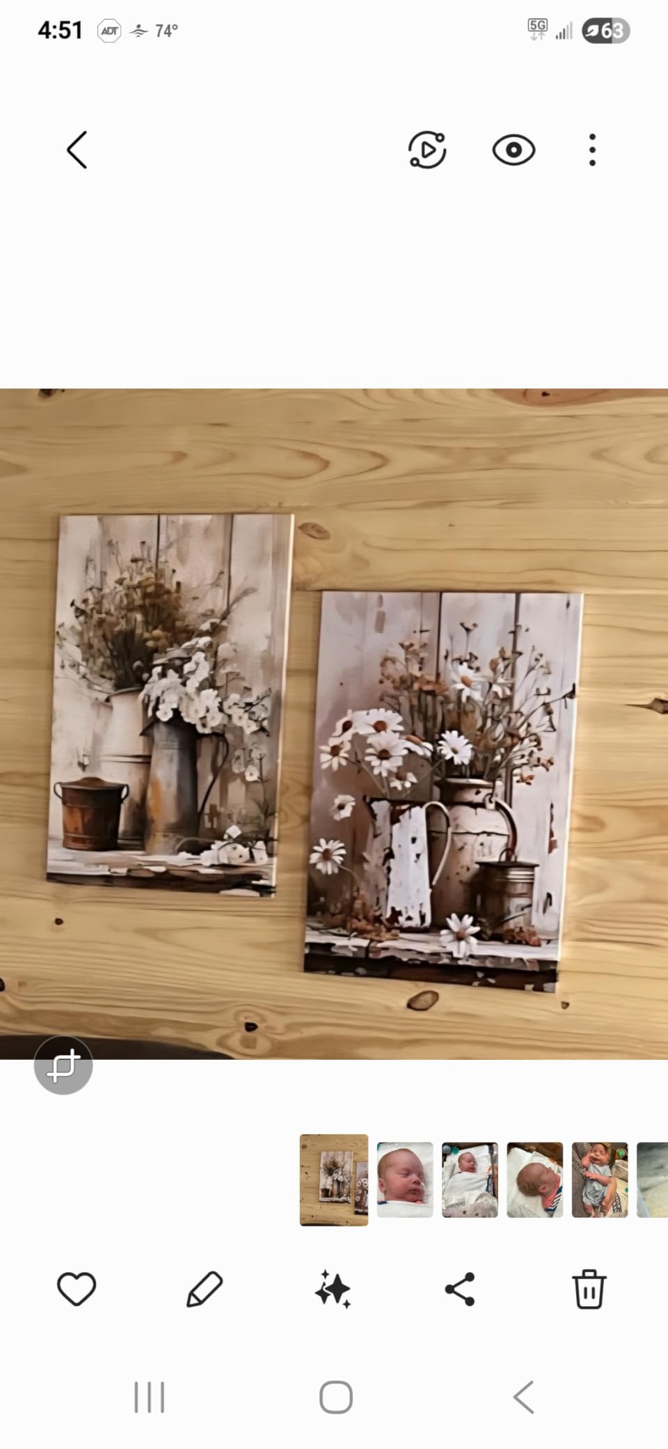 Farmhouse Rustic Daisy Canvas Wall Art Vintage Country Floral Posters Print White Jasmine Flowers and Rust Color Watering Can Wall Decor Picture for Living Room Bedroom Bathroom Decoration customer photo 1