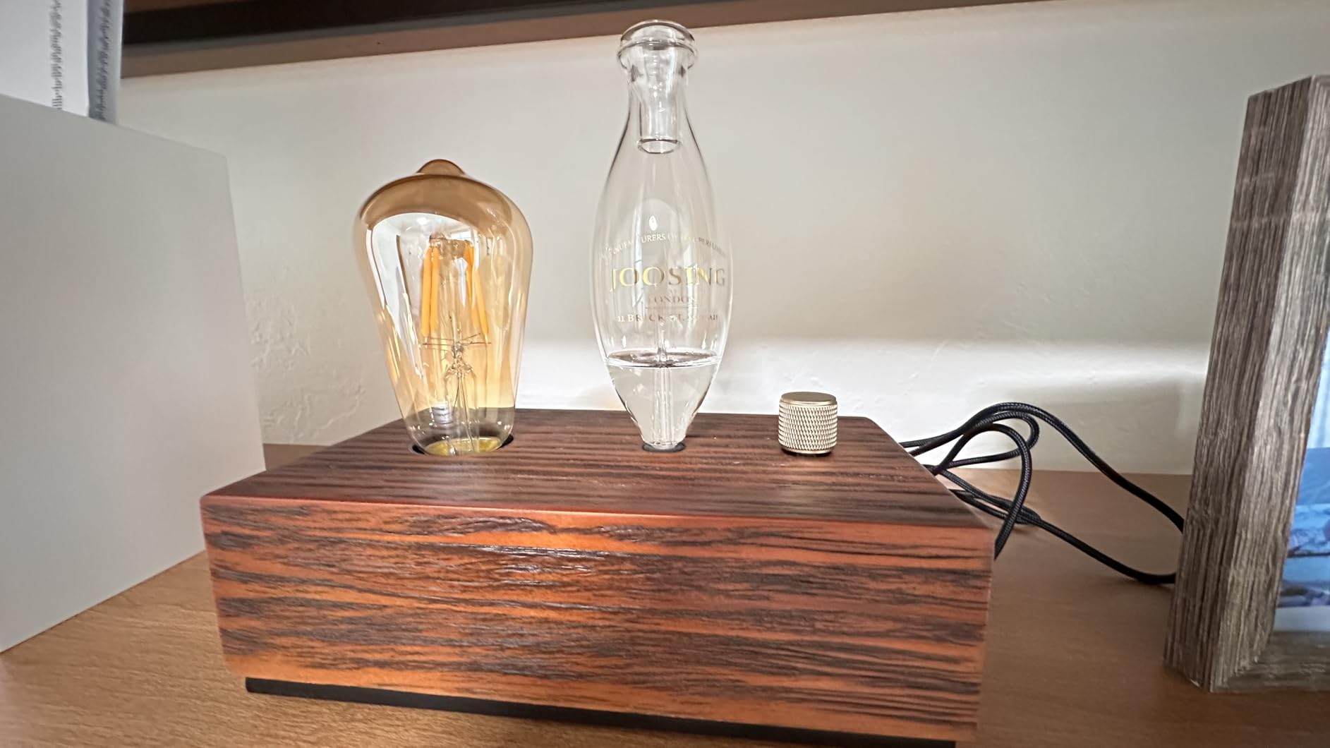 Glass Essential Oil Diffuser with Natural Wood Base, Waterless Aromatherapy Diffusers with Bulb, 3 Color Light Aroma Nebulizer for Home Office Bedroom Yoga | A Gift of Fragrance customer photo 2