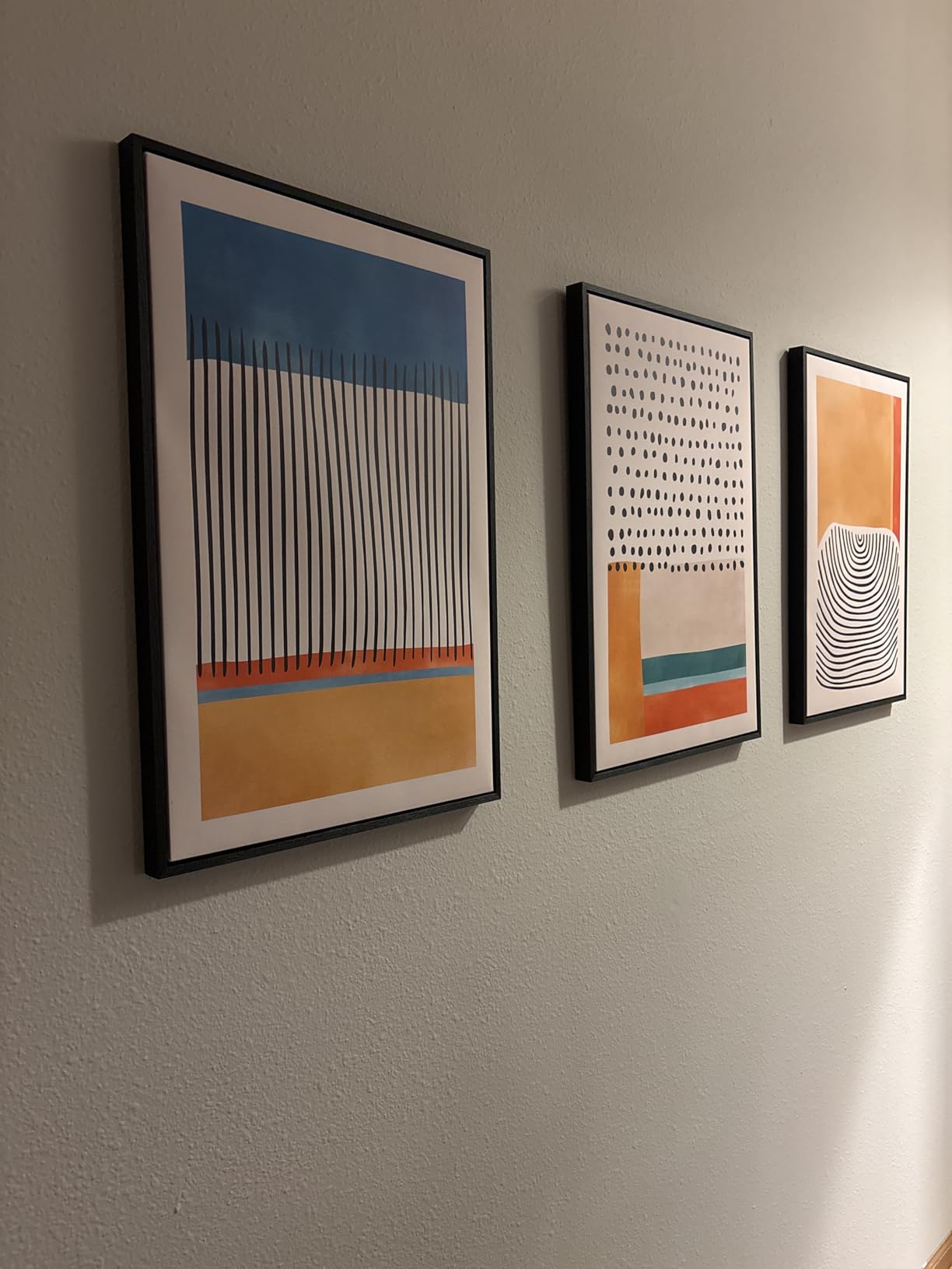 Framed Colorful Mid Century Abstract Wall Art for Living Room, 16x24 Inch | Mid century modern, Canvas prints, Large, 3 piece, Minimalist painting, Geometric picture, Ready to hang, Office wall decor customer photo 1