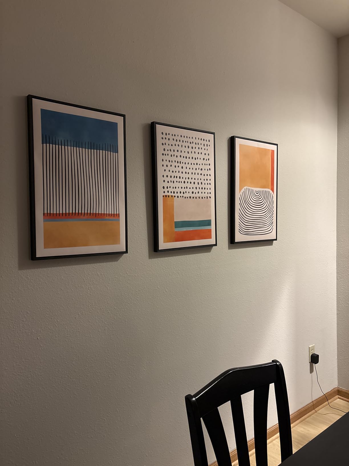 Framed Colorful Mid Century Abstract Wall Art for Living Room, 16x24 Inch | Mid century modern, Canvas prints, Large, 3 piece, Minimalist painting, Geometric picture, Ready to hang, Office wall decor customer photo 2