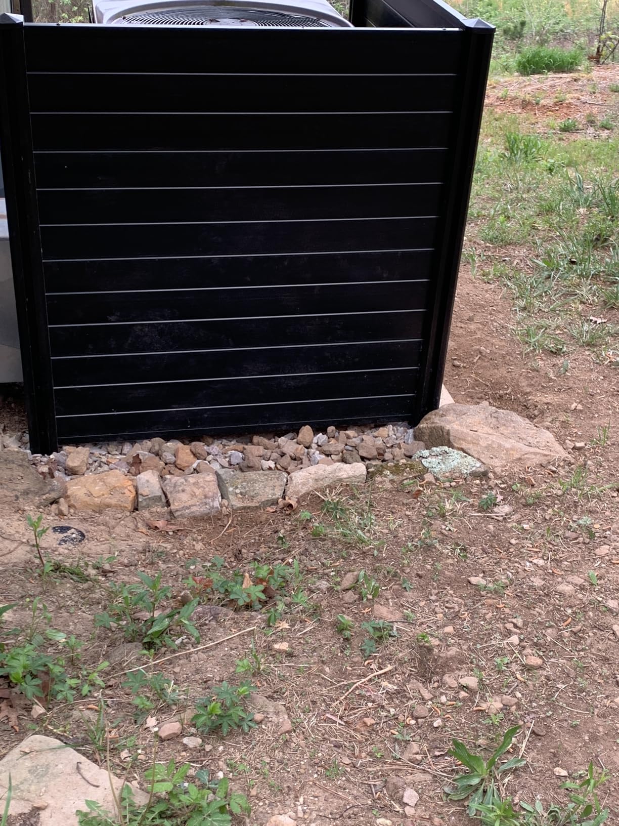 VEVOR Outdoor Privacy Screen, 50in H x 50in W Air Conditioner Fence, 3-Panel Pool Equipment Enclosure, Horizontal PVC Privacy Fence with 27.5 in Ground Stakes, No Dig Trash Can Fence for A/C Units customer photo 1