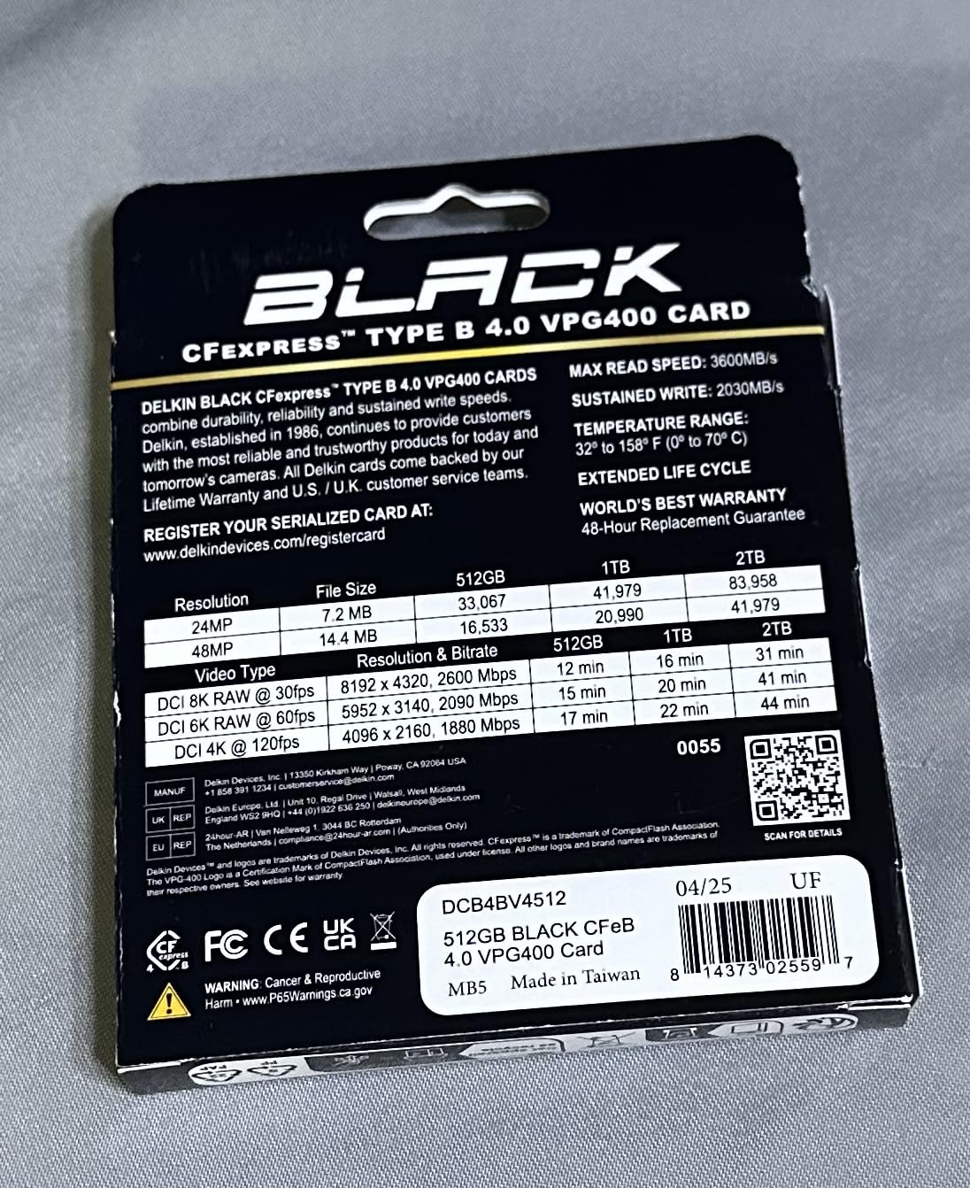 Delkin Devices Black 512GB CFexpress Type B 4.0 VPG400 Memory Card - High-Speed Performance for Professional Photography & Videography customer photo 1