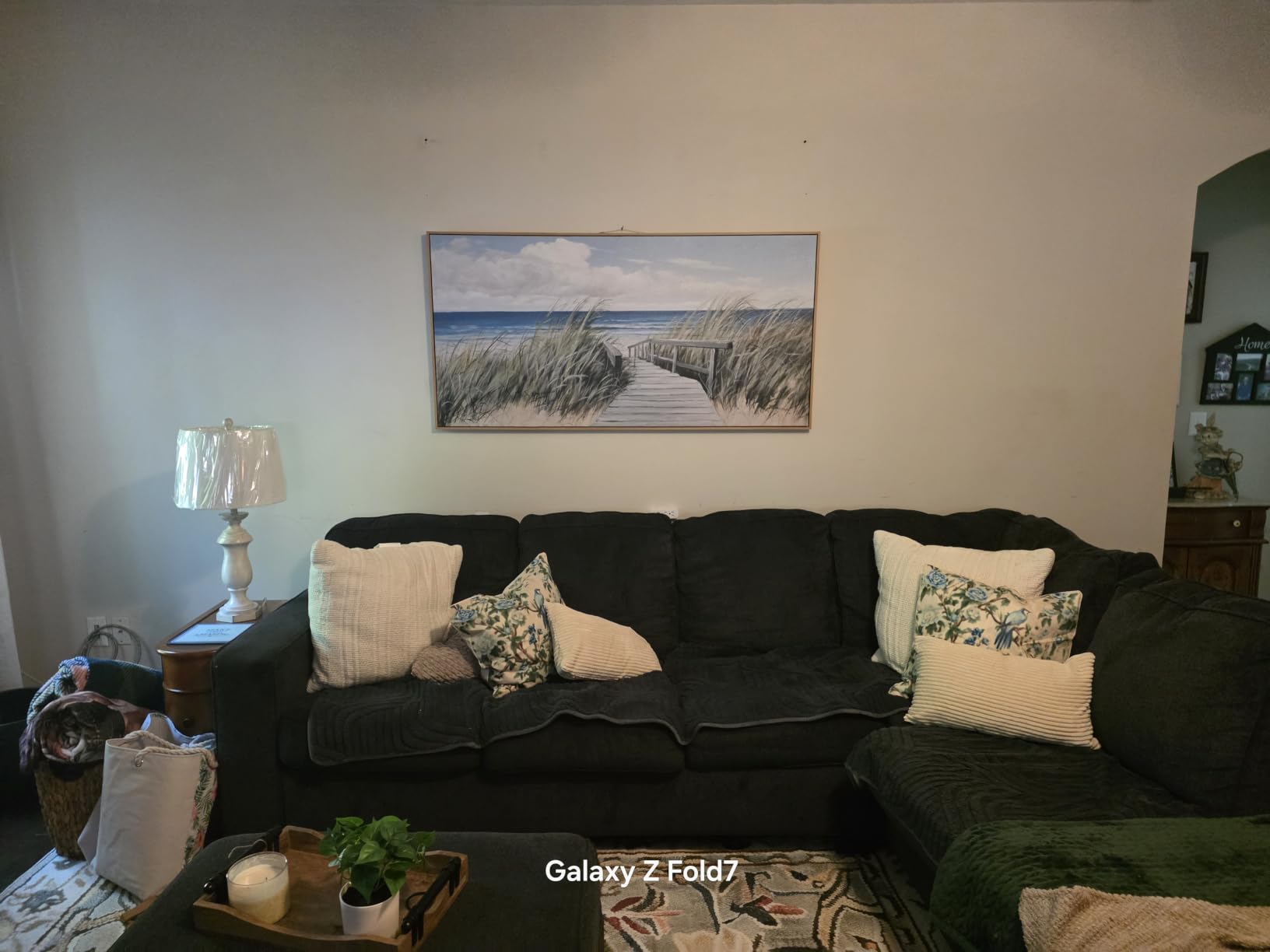 HGUAOA Coastal Wall Art - Large Landscape Wall Pictures for Living Room, Bedroom Pictures, Ocean Beach Artwork, Blue Wall Art, Above Bed Decor, Coastal Landscape Wall Decor,Framed Beach Pinting customer photo 1