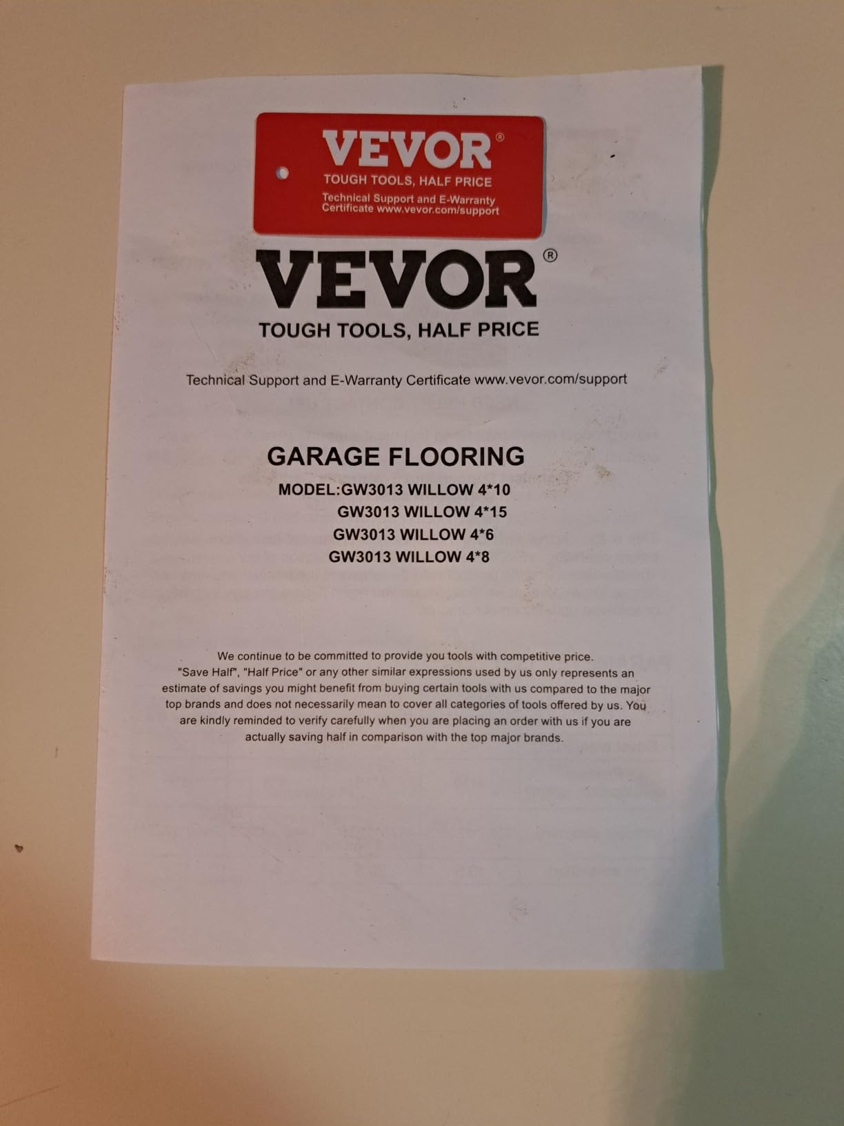 VEVOR Rubber Flooring Roll, 4 x 15 ft SBR Diamond-Plate Rubber Mat, 3mm Thickened, Easy to Clean, Customizable Size, Non-Slip Floor Protector Mat for Under Cars, Garage, Warehouse, Industry Gym, Black customer photo 2