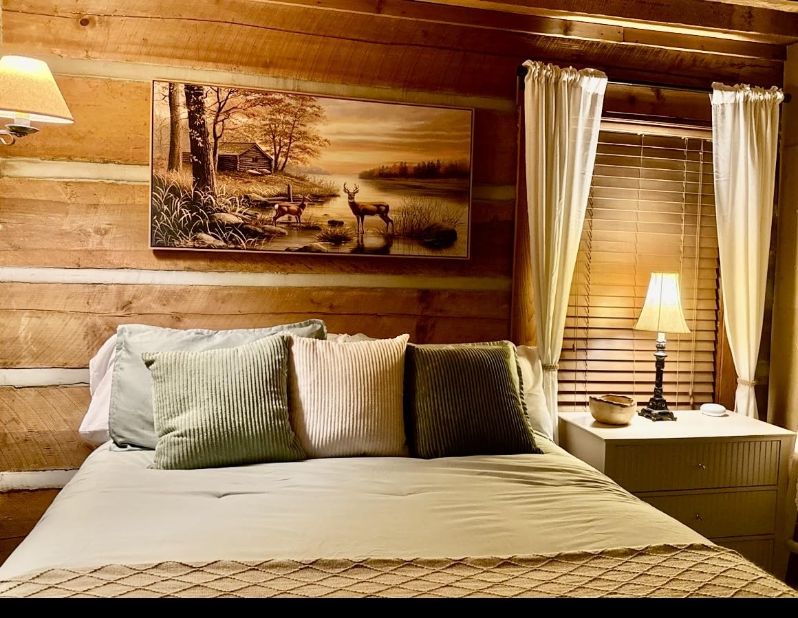 yiijeah Deer Pictures Wall Decor - Autumn Rustic Forest Cabin Painting Prints Wildlife Pictures Animal Elk Poster Canvas Wall Art Modern Hunting Decor Framed Artwork for Walls customer photo 1