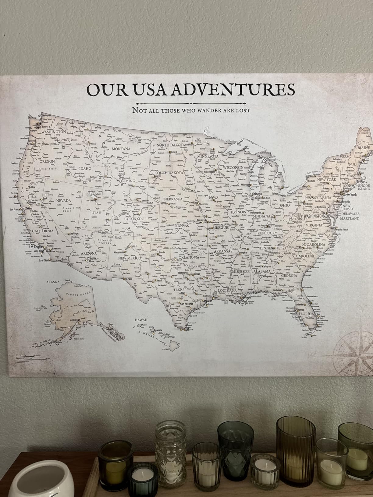 IPIC Vintage World Maps for Wall, World Map Canvas, Total Size 24x16 in | Map of the World and USA,Canvas Map for the Home Office, Study, Bedroom , Ready to Hang customer photo 1