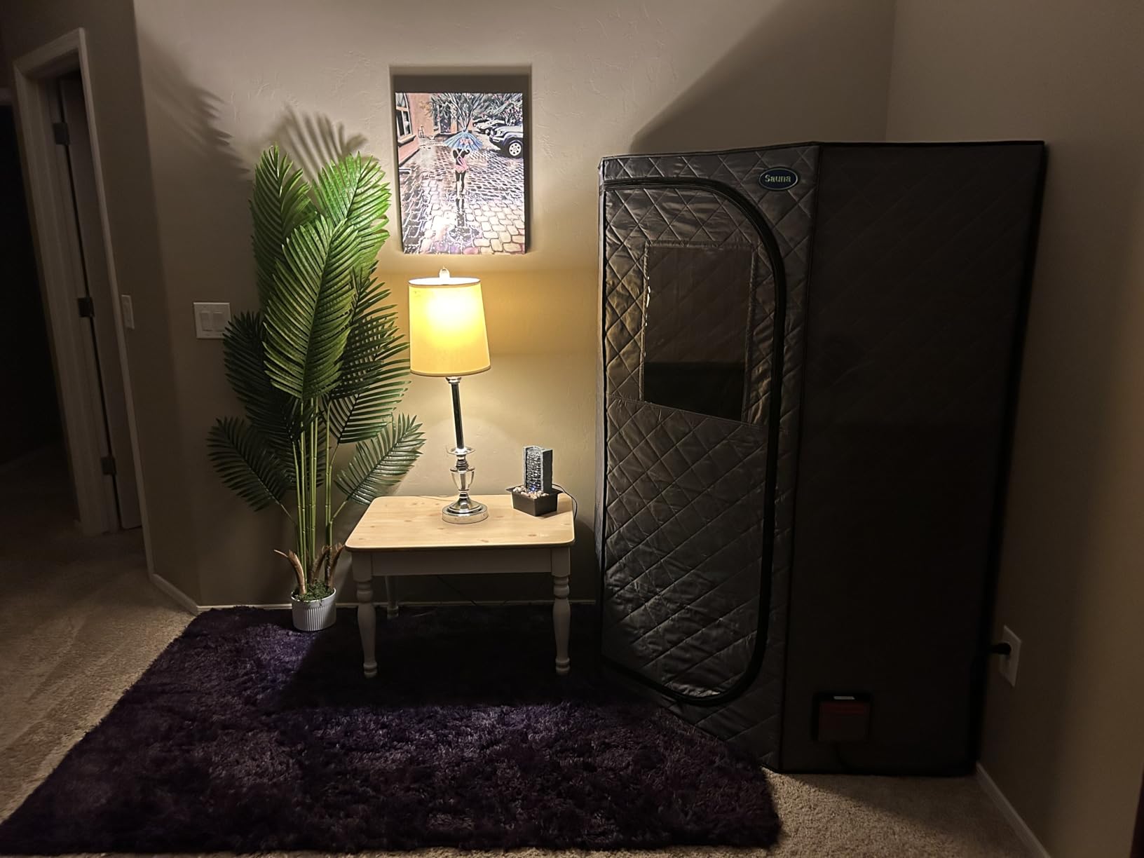 Portable Full Size Infrared Sauna for Home, Pentagonal Size Far Infrared Sauna, One Person Sauna Tent with Heating Foot Pad, Portable Chair (L38 x W38 x H63, Grey) customer photo 2