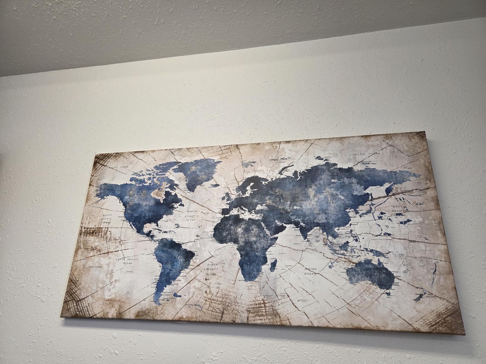 World Map Canvas Wall Art Navy World Maps for Wall Vintage Modern Wall Art for Office Framed Pictures for Living Room Bedroom Wall Decoration for Home Office Decor Artwork for Walls 20x40IN customer photo 1