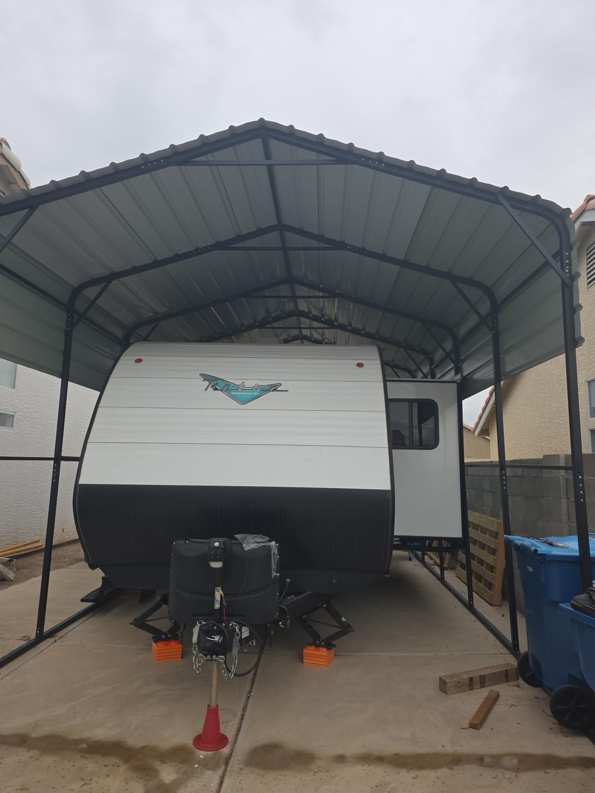 MFSTUDIO Metal RV Carport 14x35ft, Heavy Duty Carports Car Canopy Shelter | Garage Shed Shade Tall Cars Port kits Portable Height 13ft for Large RVs with Galvanized Steel Roof, Frame for Boats, Truck customer photo 2