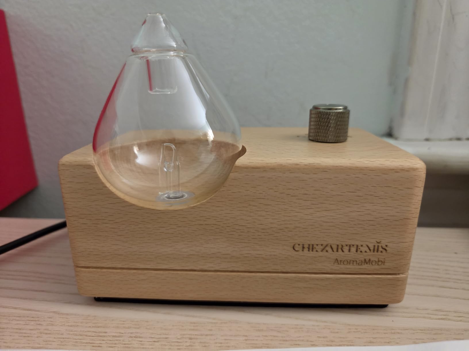 Waterdrop Glass Essential Oil Diffuser with Handmade Wood Base for Aromatherapy, Waterless Scent Diffuser for Yoga Home Office, Portable & Cordless Oil Nebulizer with LED & Timer, Gift of Fragrance customer photo 2