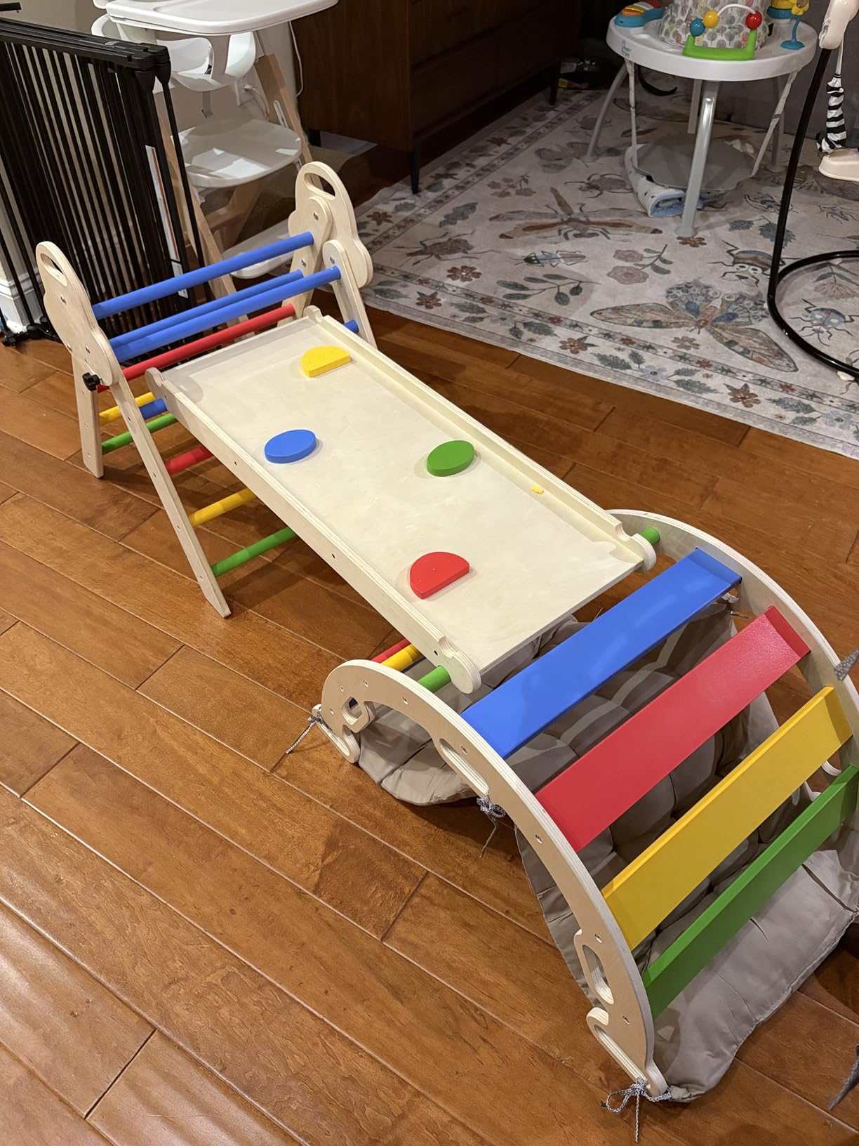 doowroodni Pikler Triangle Set 7in1 Toddler Climbing Toys Indoor Foldable Baby Climbing Toys Wooden Montessori Climbing Set with Arch, Ramp, Ladder for 1-3 Years, Jungle Gym for Kids customer photo 2