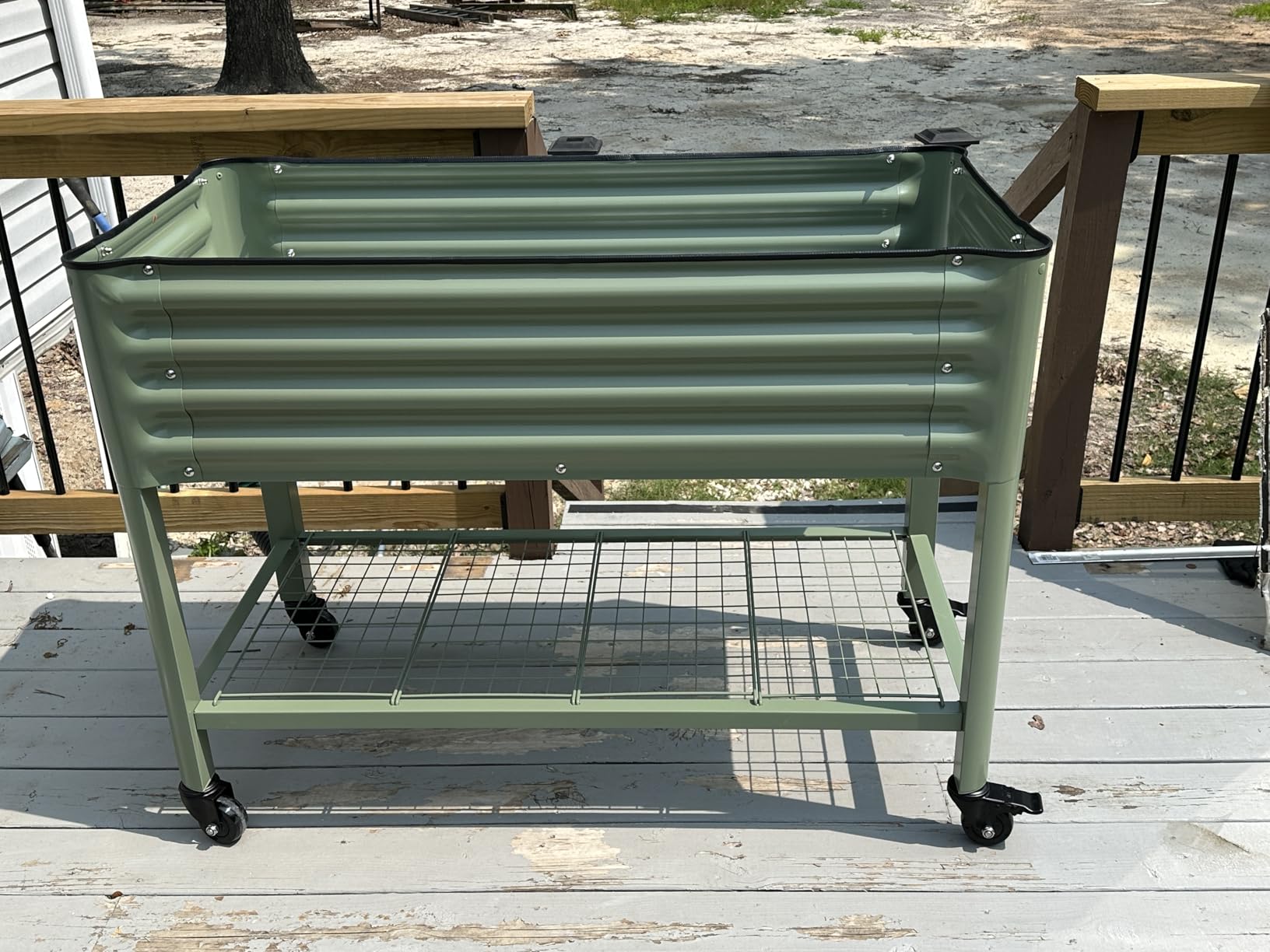 Vego garden Rolling Elevated Raised Garden Bed, 2' x 4' Outdoor Planters Boxes with Legs & Storage Rack for Patio, 700 Lbs Weight Capacity, Raised Beds for Gardening, Olive Green customer photo 1