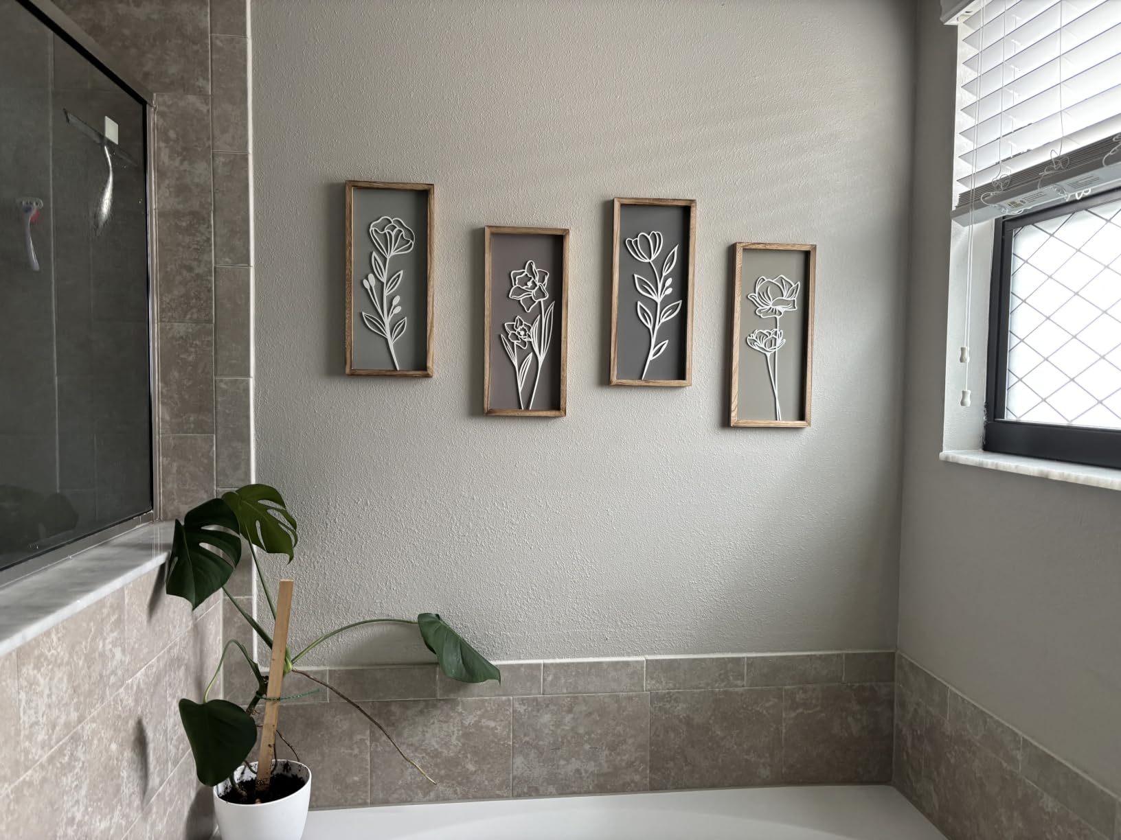 Tide and Tales 3d Green Wall Art, Wooden Botanical Wall Decor, Set of 3 | 7