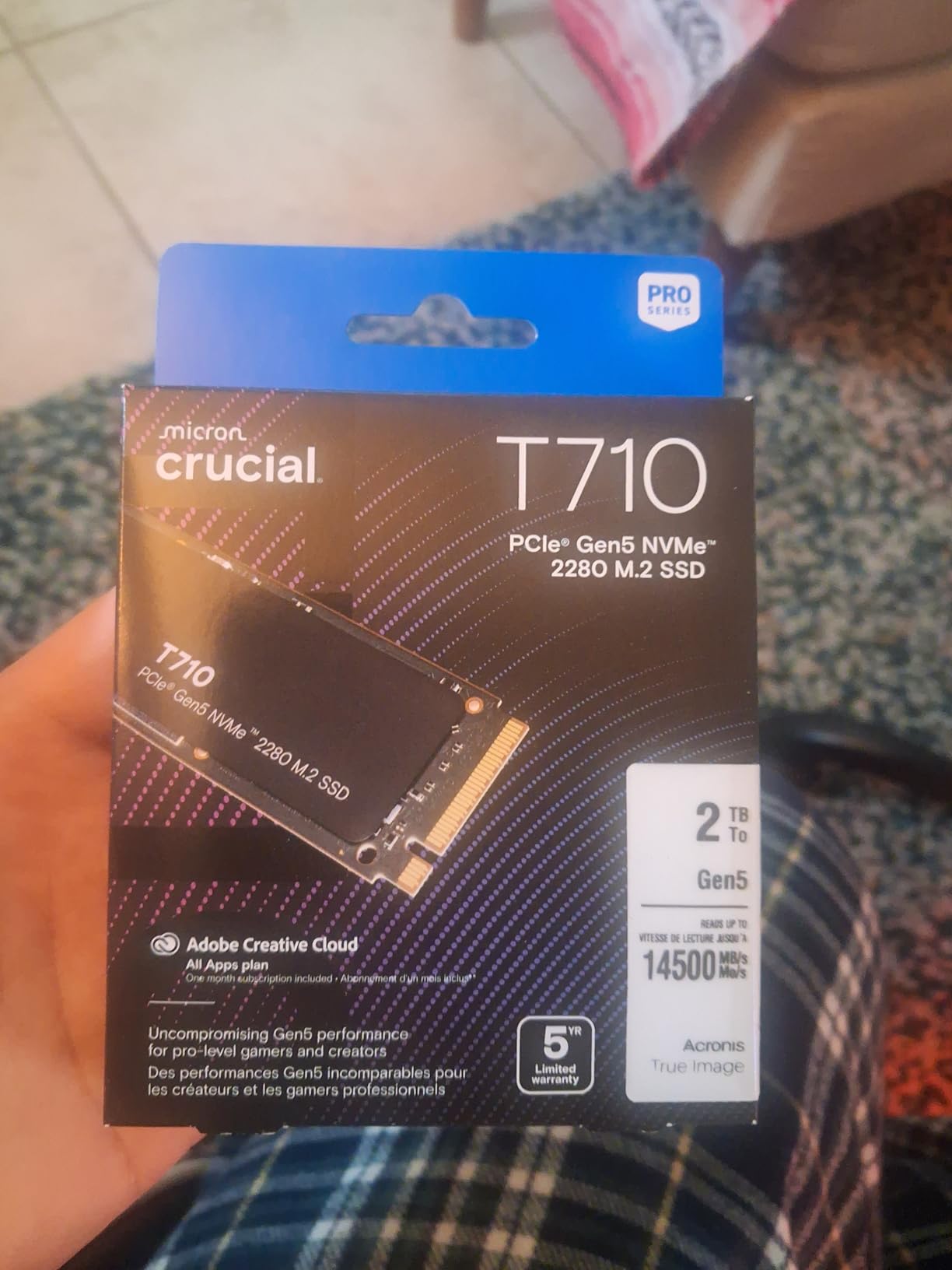 Crucial T710 PCIe Gen5 NVMe 4TB SSD, Up to 14,900 MB/s, Laptop & Desktop Compatible (PC), for Creatives and Hardcore Gamers, Solid State Drive, Includes 1Mo Adobe CC - CT4000T710SSD8-01 customer photo 2