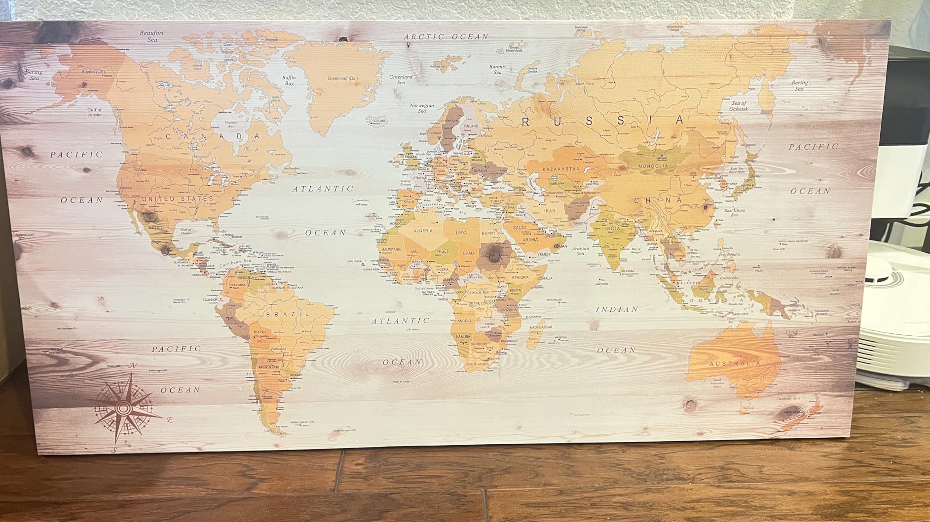 Large Wall Art Blue map of The World Painting Ready to Hang 20