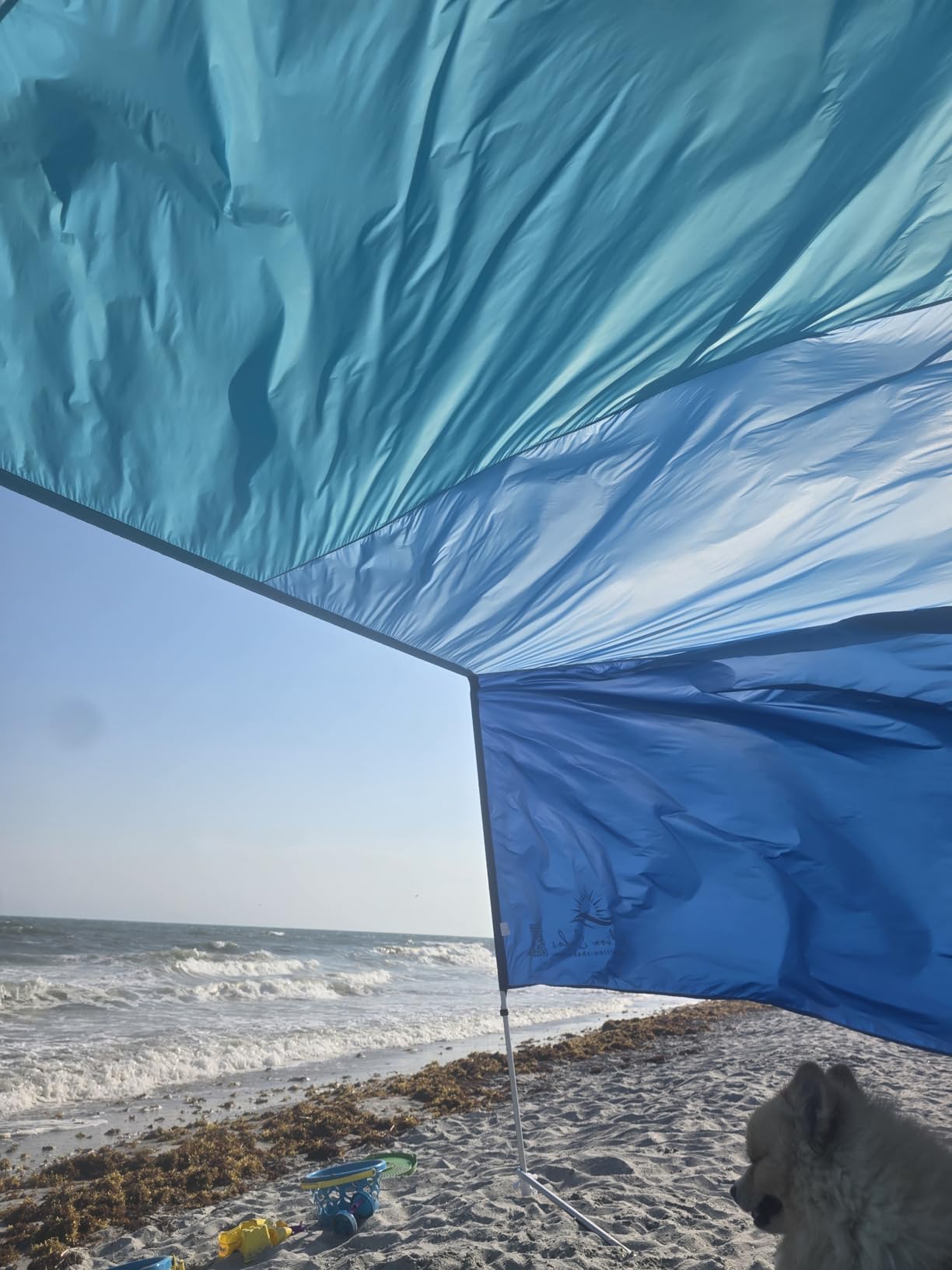 MillionShades Beach Shade Canopy - No Ropes, No Sandbags, Quiet in Wind, 14x14 ft Wind-Propelled Beach Shade Sail, UPF 50+, Grande for 10+ People customer photo 1