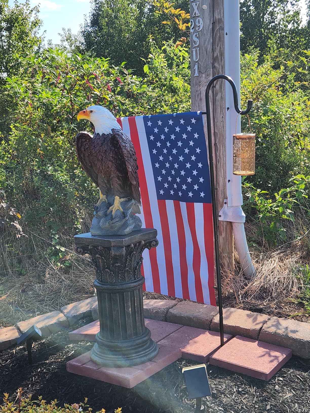 Bald Eagle Statue Outdoor - Large American Eagle Figurine for Garden 24.4