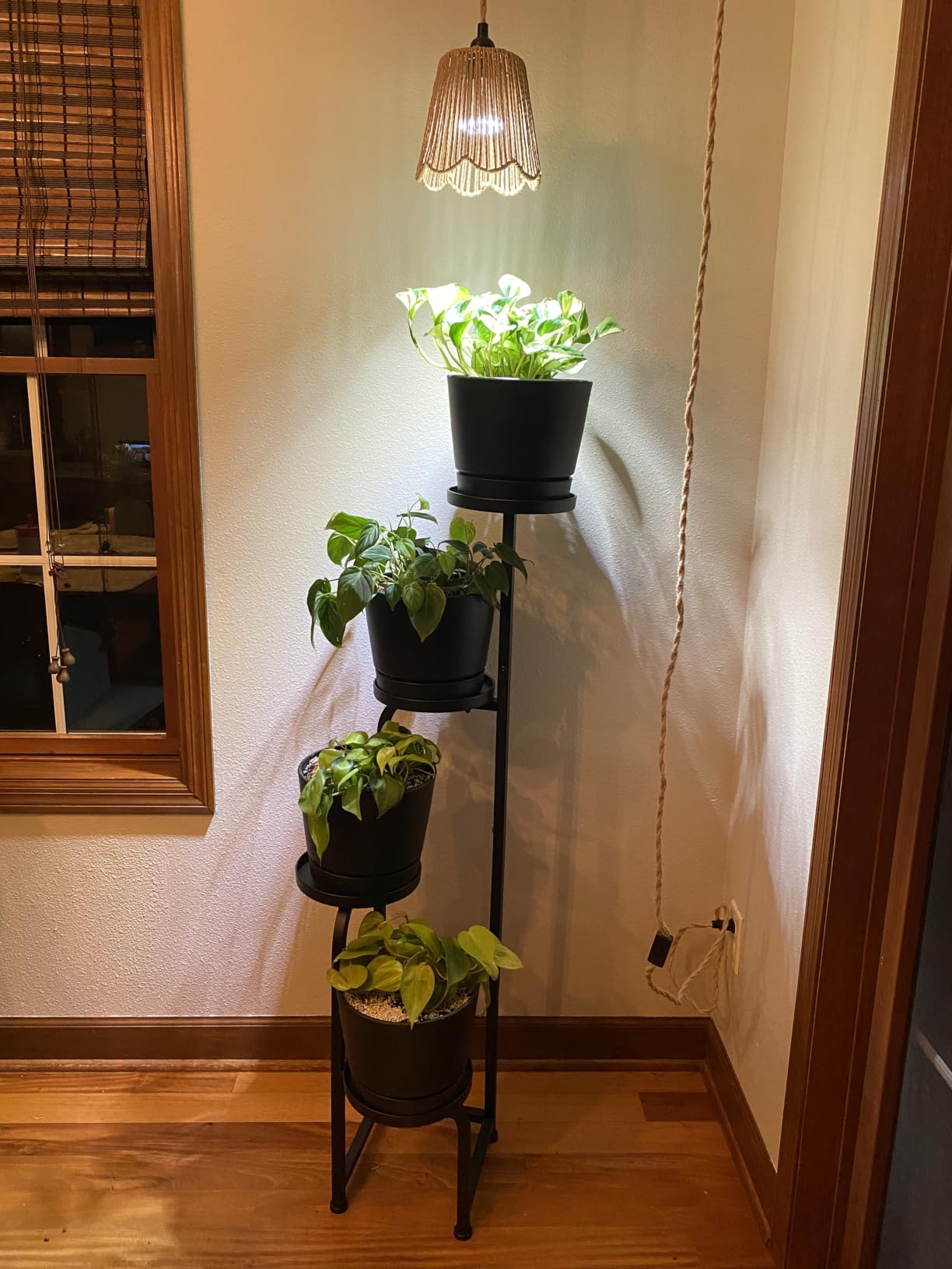 Bamworld Plant Stand with Grow Light Corner Metal Flower Pot Stands | 4 Tier Plant Shelf with Grow Lights for Patio Garden Balcony Living Room Bedroom(Patent Design) customer photo 2