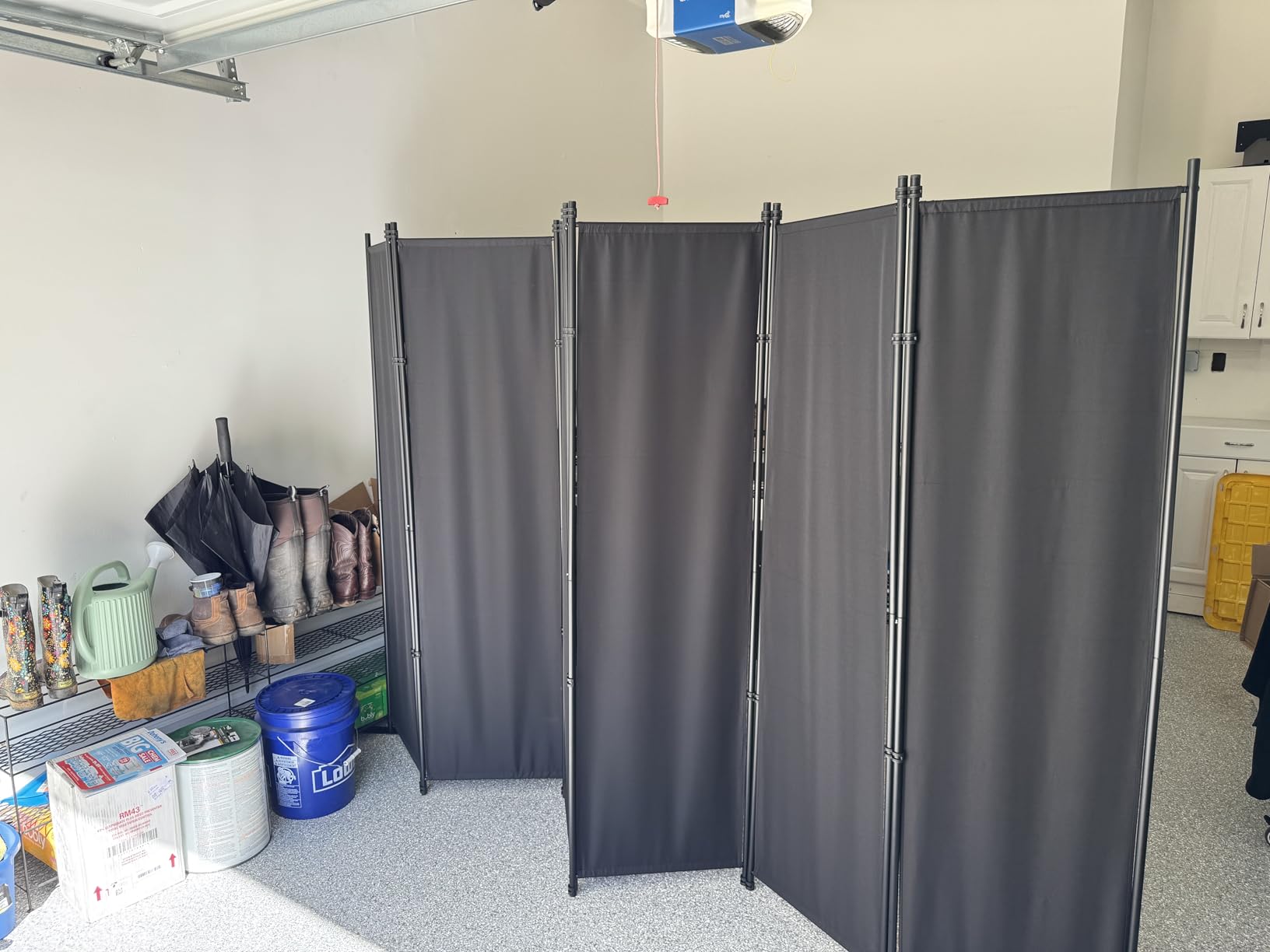 MAYOLIAH 8-Panel Black Room Divider 6ft Tall Indoor Folding Privacy Screen | Portable Office Partition Indoor Wall Separator 160