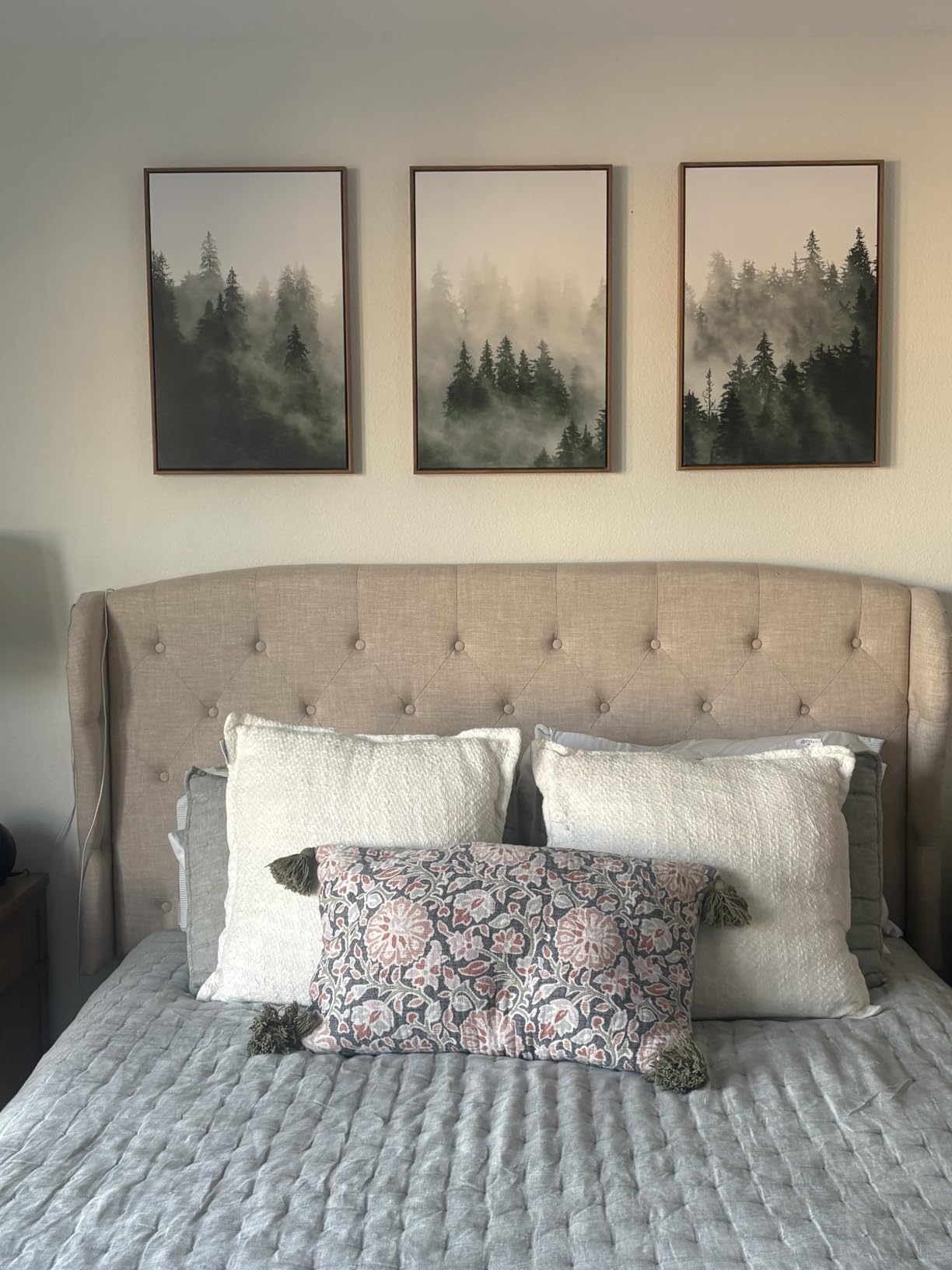 SIGNWIN Framed Wall Art Print Set Misty River Landscape Soft Neutral Nature Scene Photography Modern Art Closeup Relax/Calm Dark for Living Room, Bedroom, Office - 16