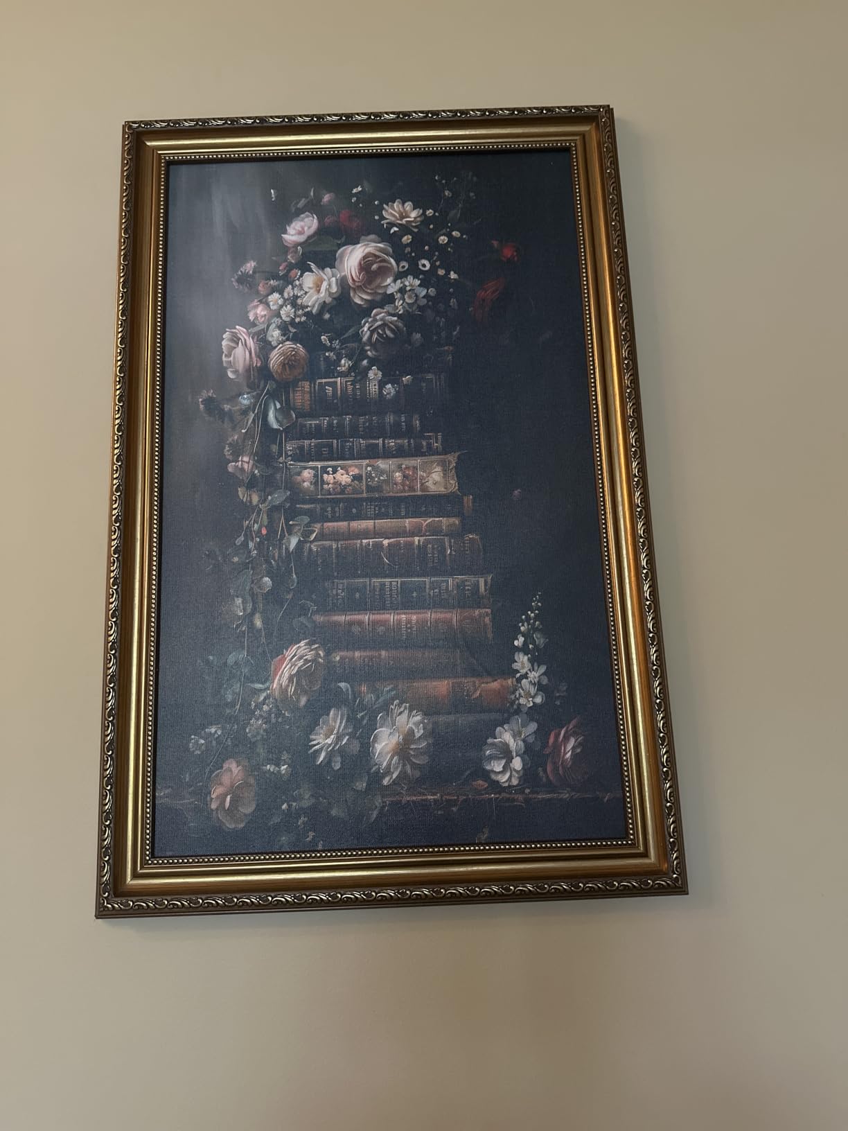 ASTRDECOR Framed Canvas Wall Art of Vintage Flower, Floral Rose Retro Picture Paintings, Botanical Floral Wall Artwork, Victorian Picture Framed Prints for Living Room Gallery Decor - 20''x30'' customer photo 2
