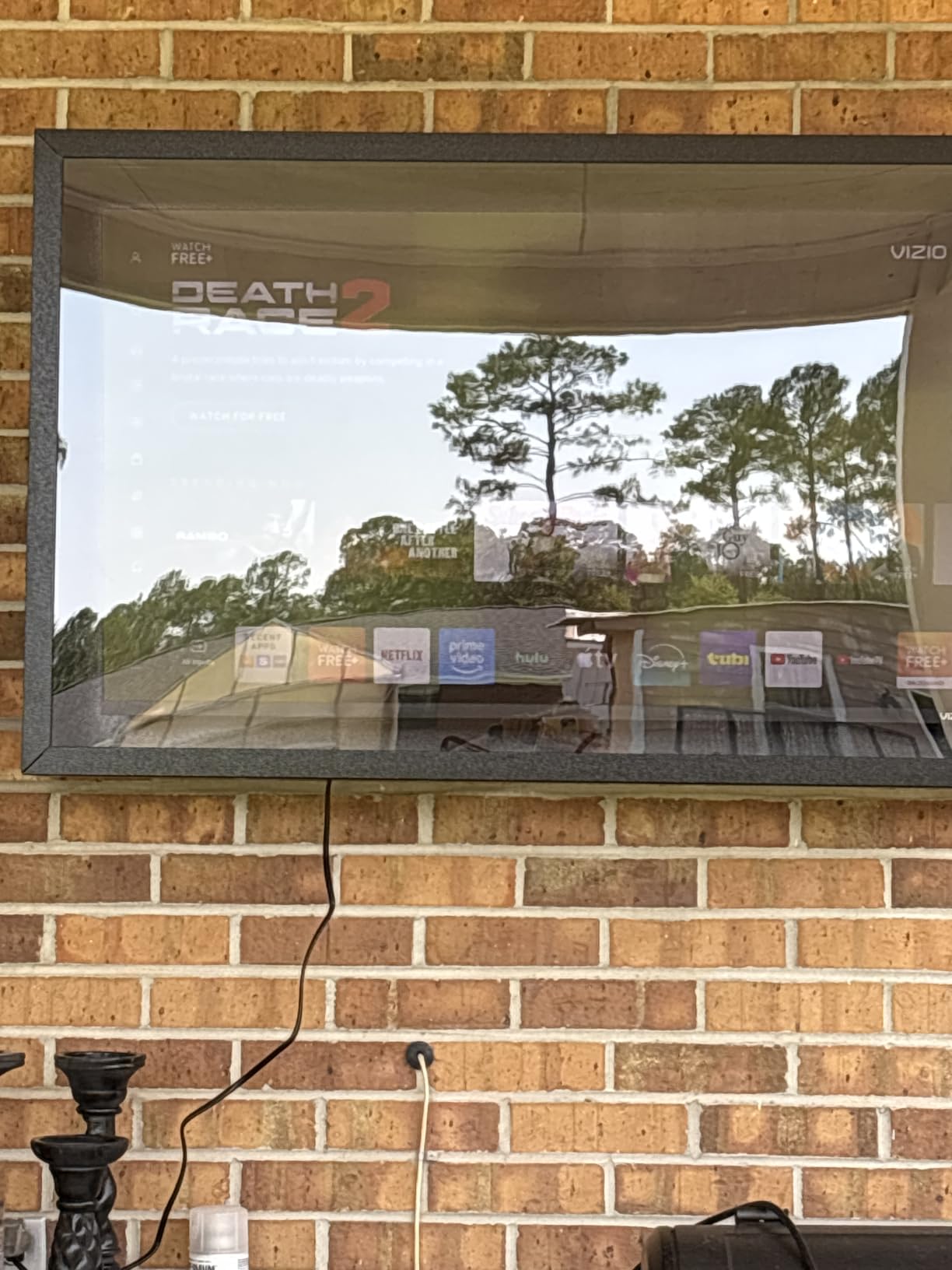 Yardenaler 43IN Clear Outdoor TV Enclosure, Iron Weatherproof Outdoor TV Cover, Suitable for 32-43 Inch with Adjustable Dual-Arm Wall Mount, (Right Door), Black customer photo 1