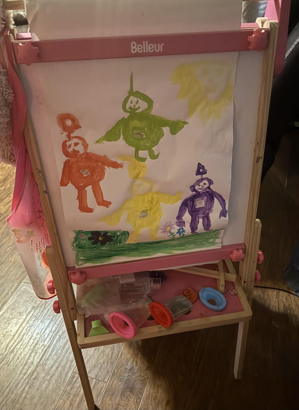 All-in-One Art Easel for Kids, Adjustable Double Sided Easel for Toddlers with Magnetic Whiteboard & Dry-Erase Chalk Board & Paper Roll, Child Painting Easel for Kid 2-8 Birthday Gift - Blue customer photo 1