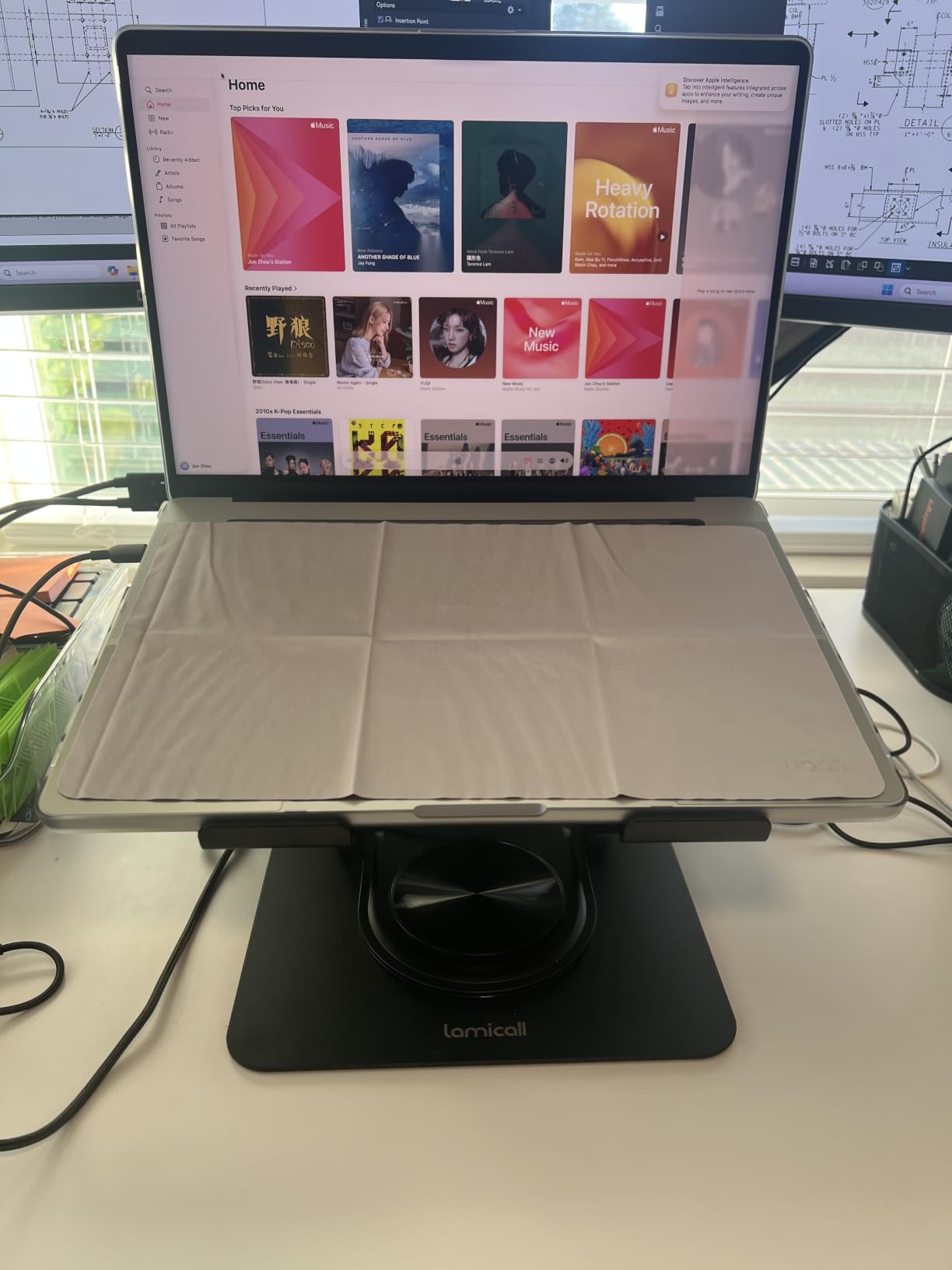 Lamicall Adjustable Laptop Stand for Desk - 360° Rotating Base Ergonomic Computer Stand, Aluminum Laptop Riser Foldable Portable for Office Home fits MacBook Neo Air Pro, Dell, HP (10-17.3