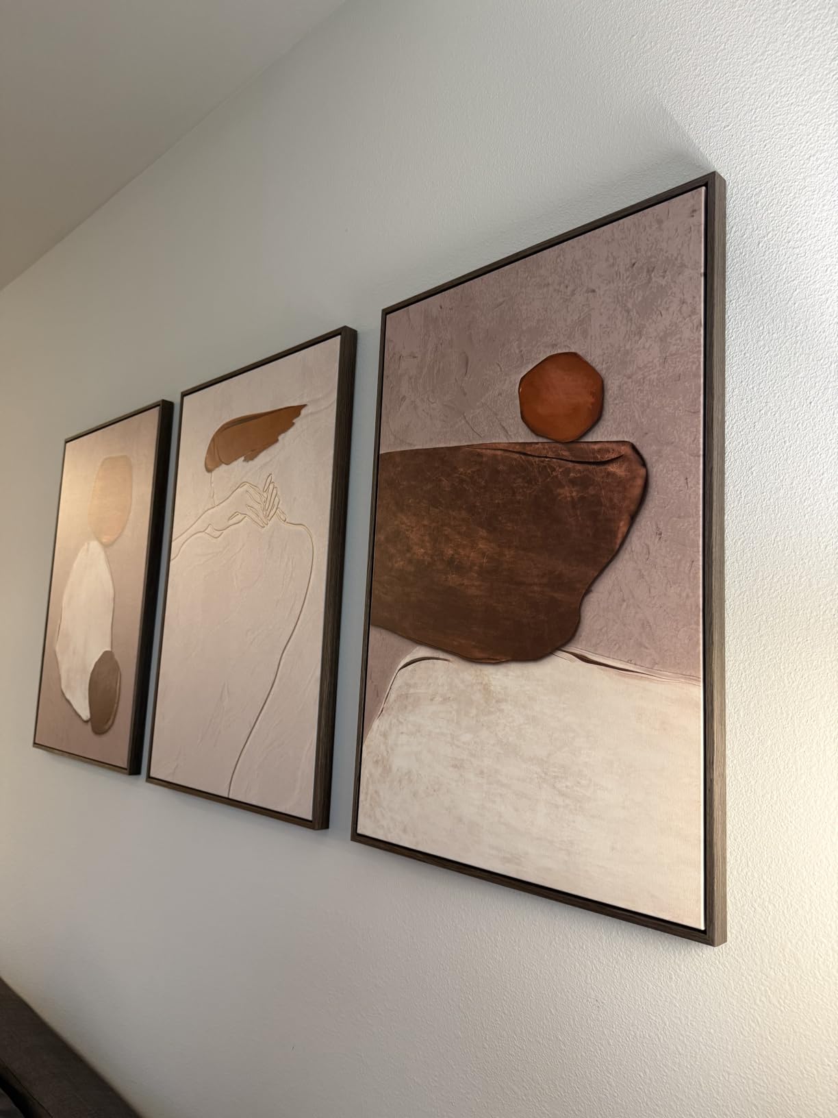 Framed Neutral Abstract Wall Art Set of 3, Modern Black and White Beige Canvas Prints Paintings Artwork for Walls, Minimalist Pictures for Bedroom, Living Room, Dining Room Wall Decor 16x24 In customer photo 2