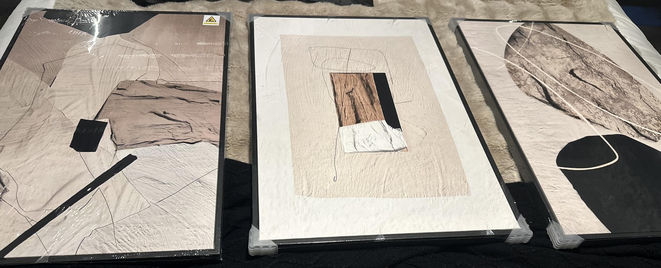 Framed Modern Minimalist Neutral Abstract Wall Art, 3 Piece Set, 16x24 In customer photo 1