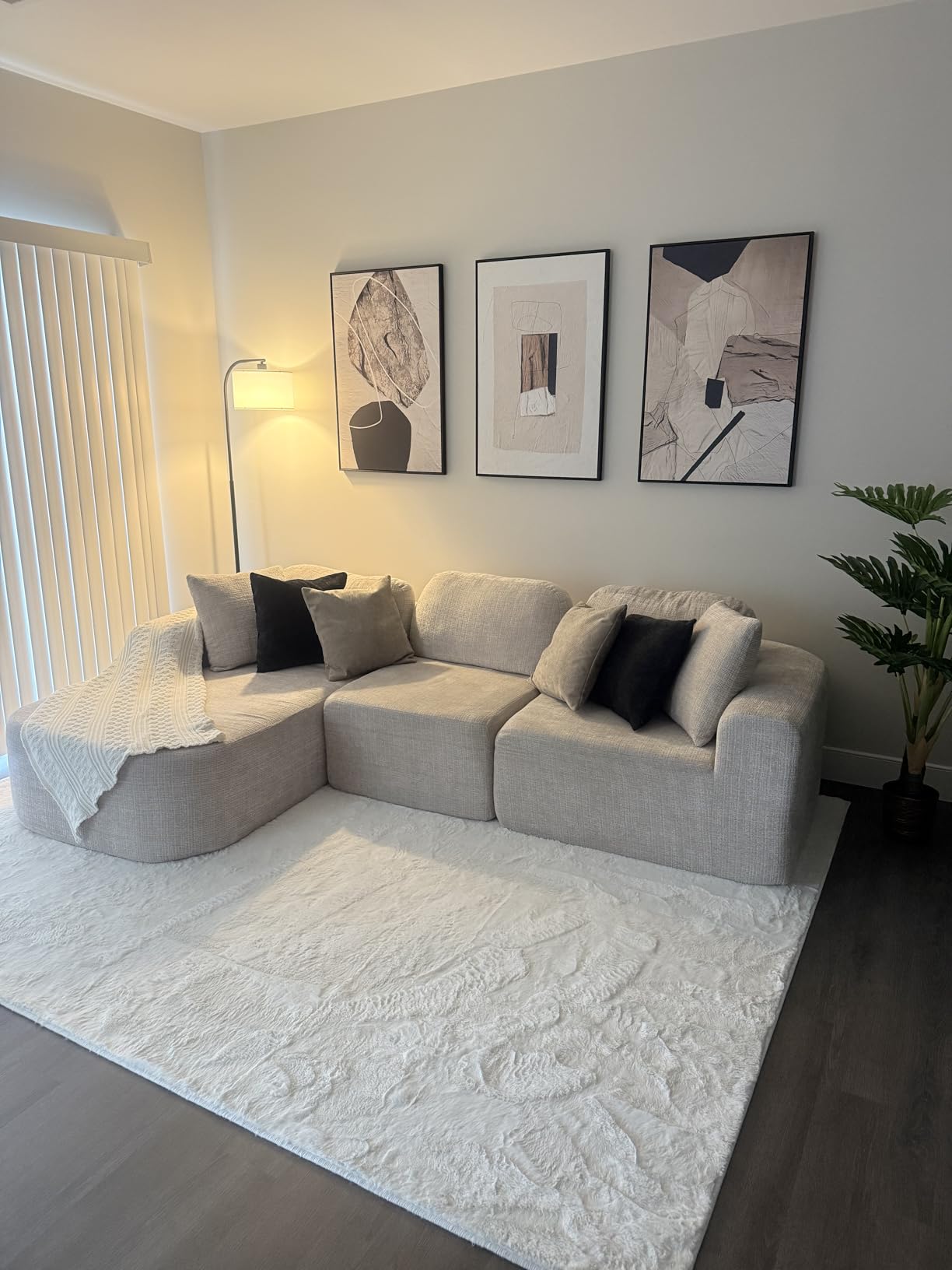 Framed Modern Minimalist Neutral Abstract Wall Art, 3 Piece Set, 16x24 In customer photo 2