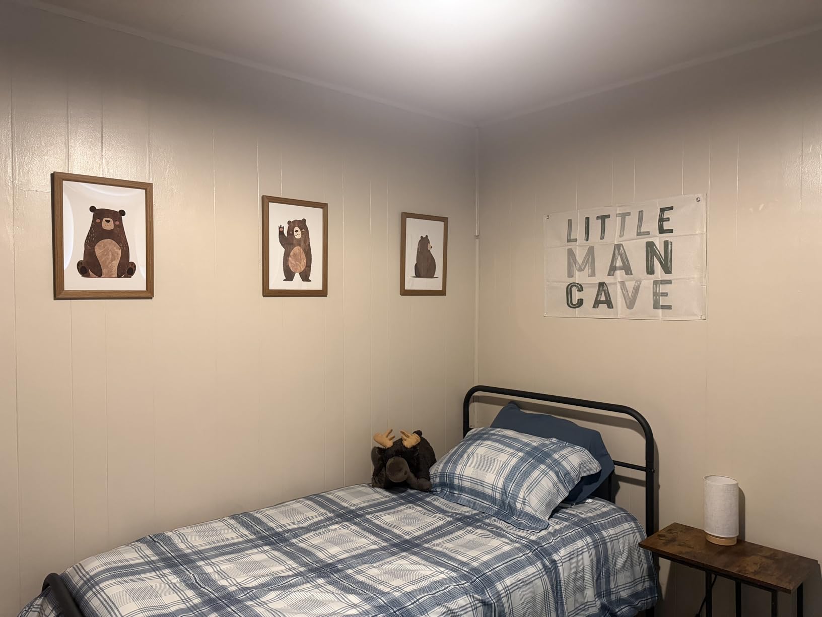 Nursery Wall Art Baby Canvas Pictures Bear Wall Decor Boys Room Prints Kids Poster Cute Animal Theme Pictures Woodland Bear Painting Neutral Children Artwork for Bedroom 12x16 Inch Framed Set of 3 customer photo 1