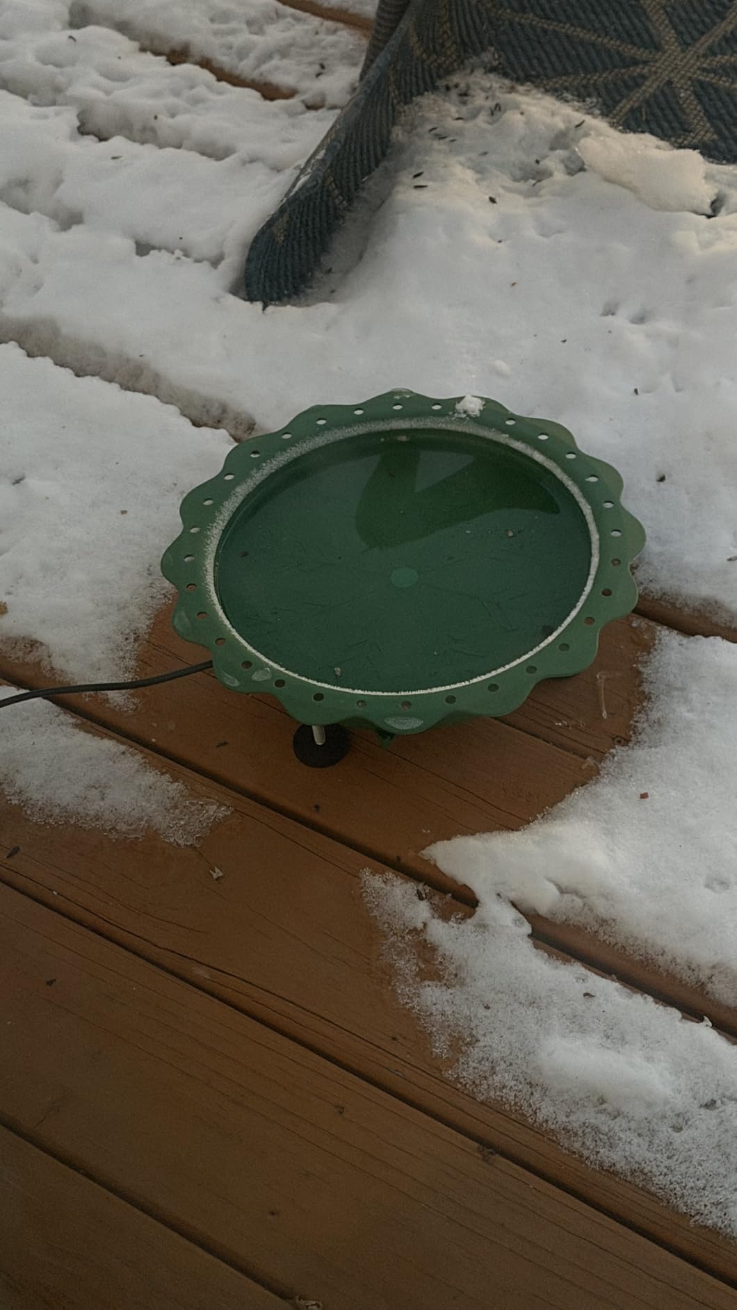 Heated Bird Bath for Outside Winter, Powerful 100W Thermostat Control Heated Bird Baths for Outdoors with 3 Metal Extension Screws, Heated Birdbath Water Heater for Garden Yard Patio Lawn(Blue) customer photo 1