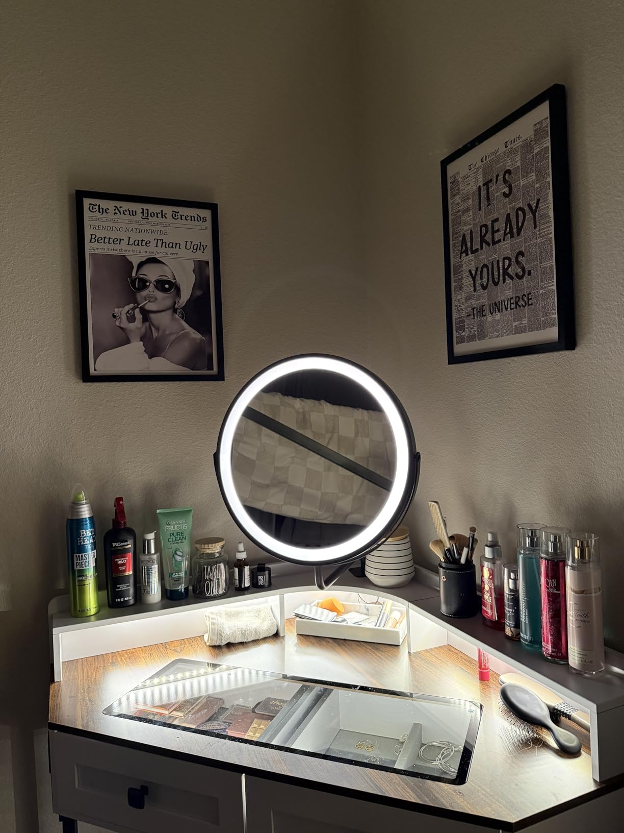 Framed Black And White Retro Newspaper Wall Art Motivational Office Decor | It's Already Yours Universe Quote Poster Trendy Positive Inspirational Canvas Print 8x12inch customer photo 2