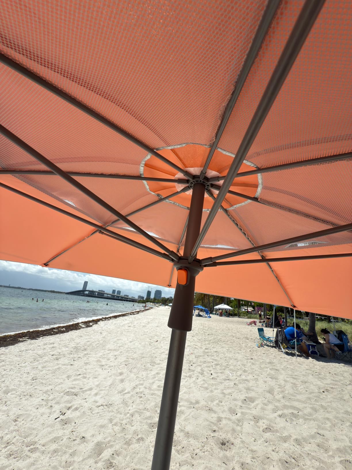 Handy Beach Umbrella with 10 Second Easy Setup Hammer In Anchor - 7ft Large Portable Heavy Duty High Wind Stability Beach Umbrellas For Sand-ASTM F3681 Safety Tested-Silver Coated UPF 55 Sun Protection customer photo 2