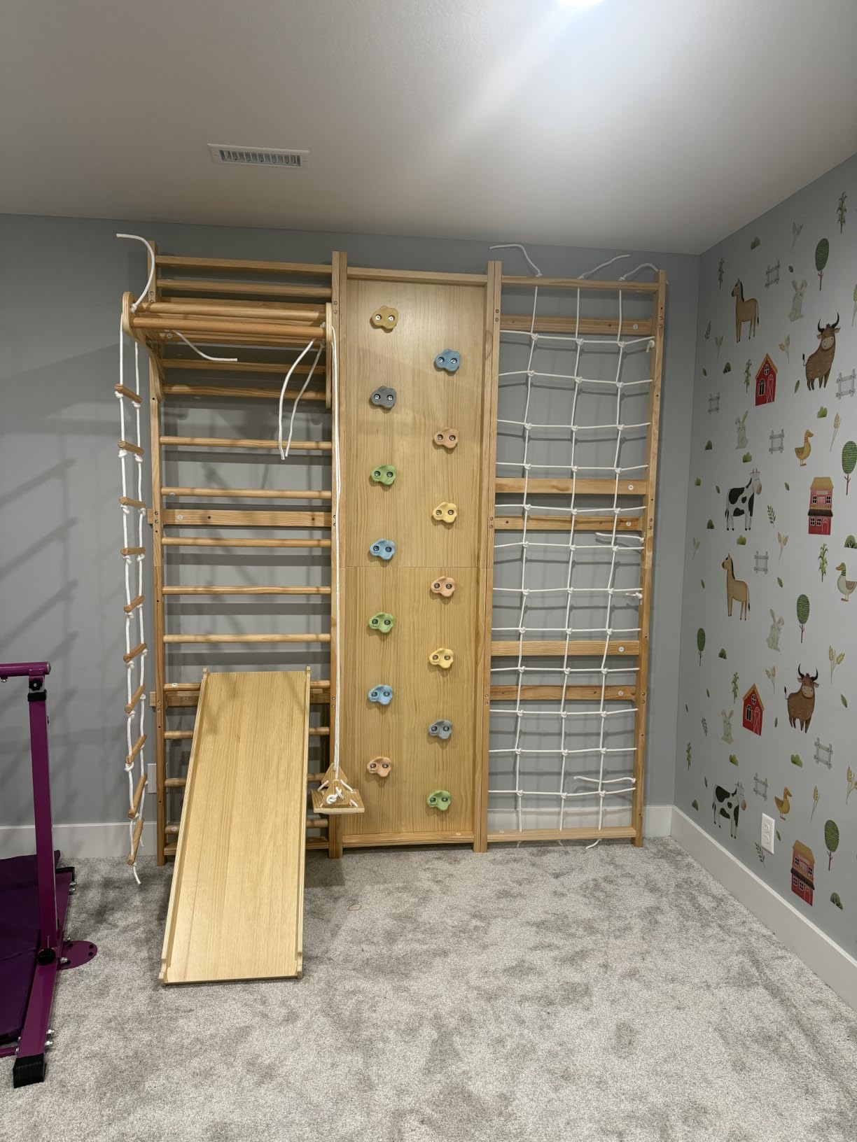 Avenlur Walnut 9-in-1 Swedish Ladder Wall Gym Kids, Indoor Climbing Wall | 2 Heights: 78.8