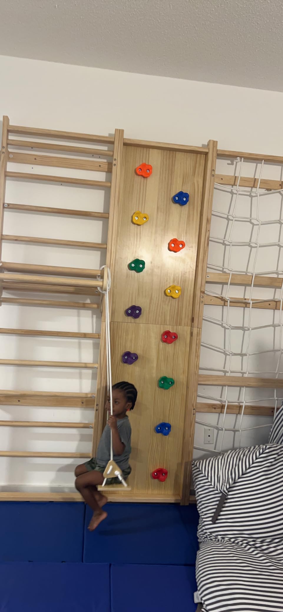 Avenlur Walnut 9-in-1 Swedish Ladder Wall Gym Kids, Indoor Climbing Wall | 2 Heights: 78.8