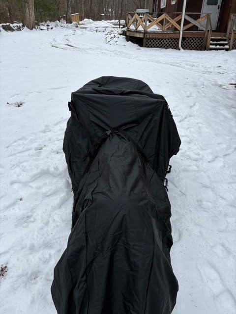 Comnova Snowmobile Cover 145 Inch - Premium 600D Outdoor Snowsled Cover, Heavy Duty & Waterproof All Weather Protection Covers, Black, Fit Up to 145