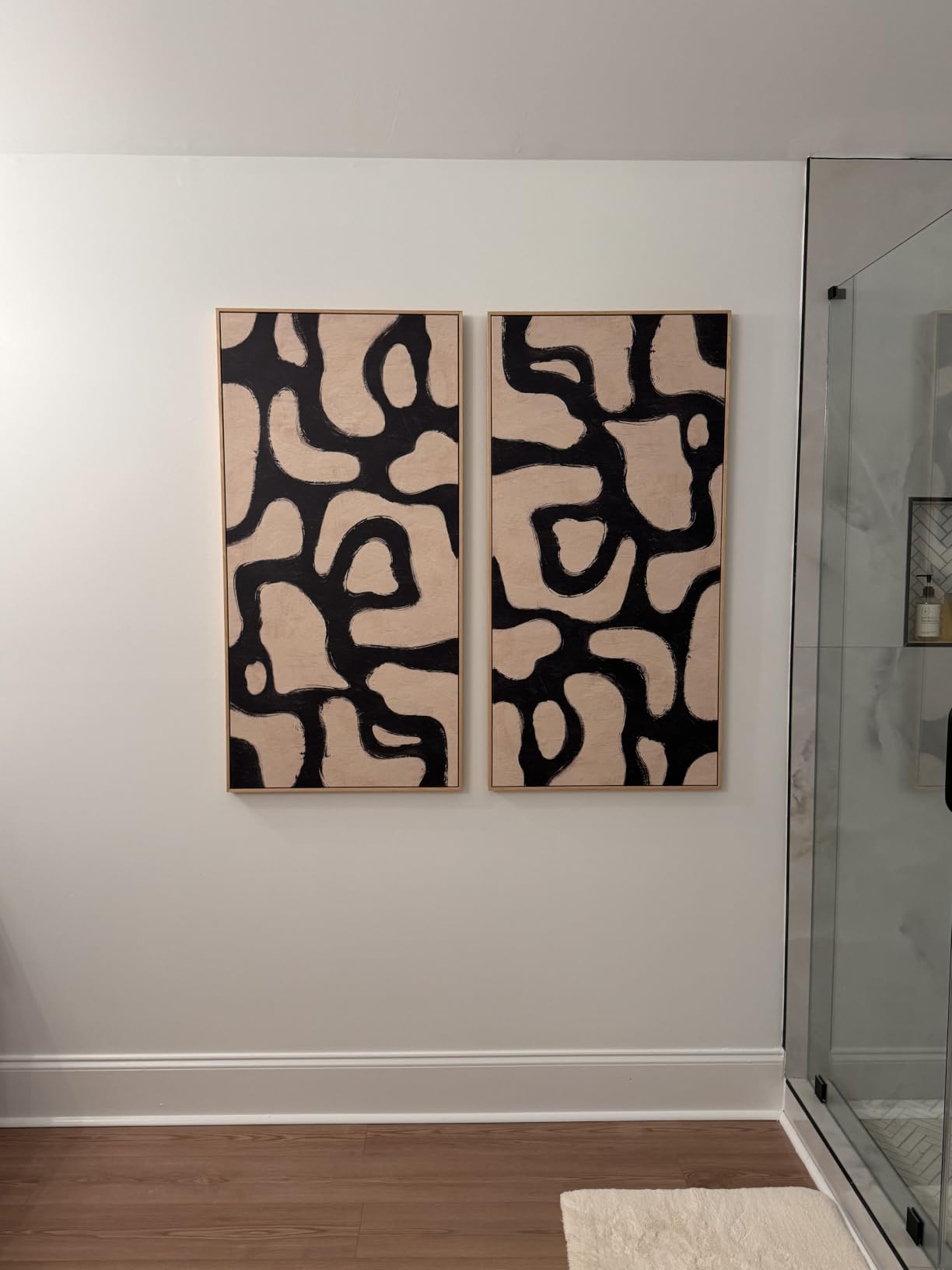 Large Framed Modern Abstract Horizontal Wall Art for Living Room, 60x30 In | Extra Large, Black and beige, Modern, Minimalist, Canvas artwork, Dining room decor, Bedroom art, Office decor, Ready to hang customer photo 1