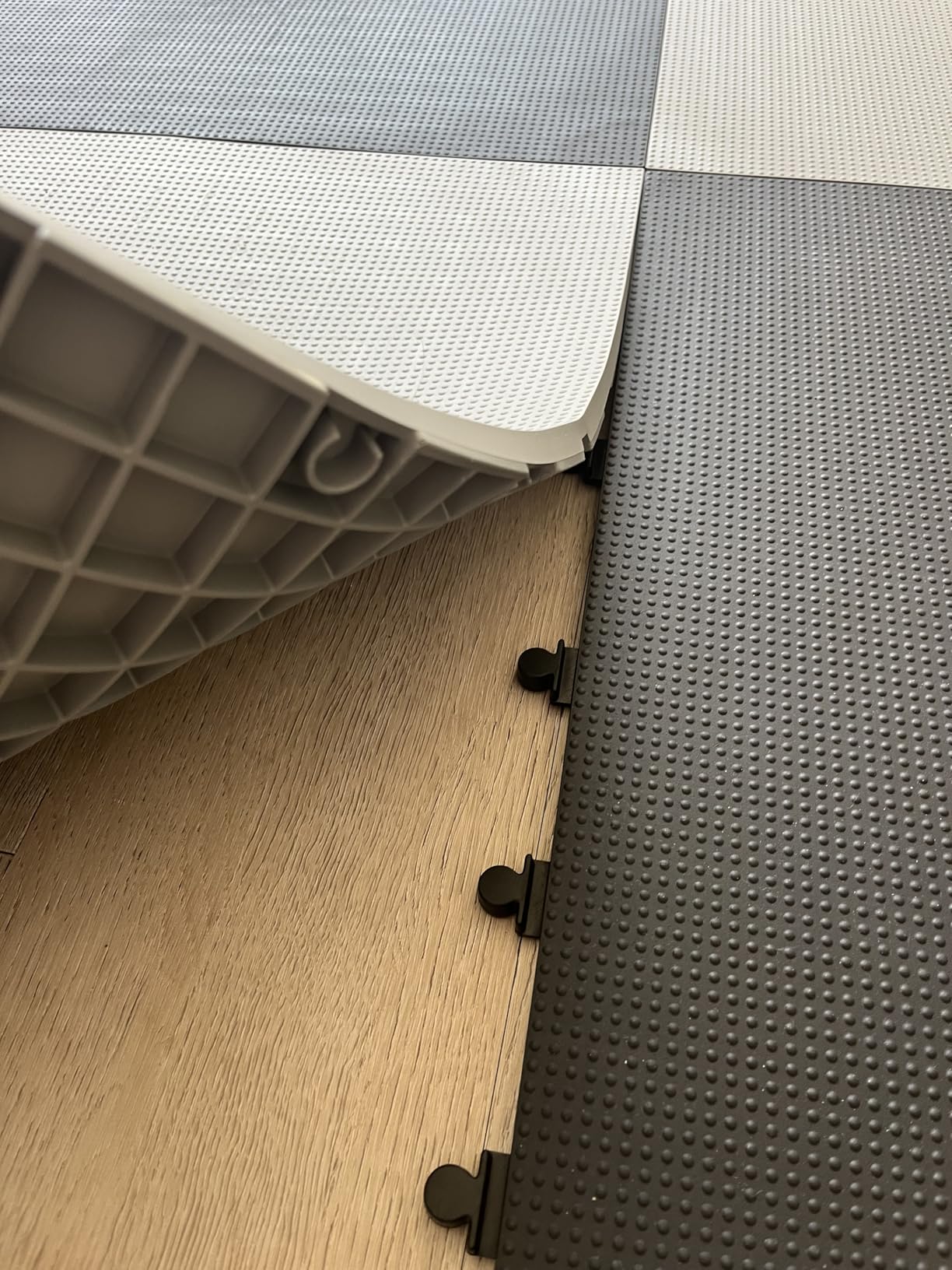 Baselayer Performance Series Interlocking Floor Tiles - Durable 1/2 in TPE (Rubber Like, NOT Foam, no Odor) - Gym Flooring for Weights & Heavy Equipment - Black, 15 SqFt (6 Pack) - Made in USA customer photo 1