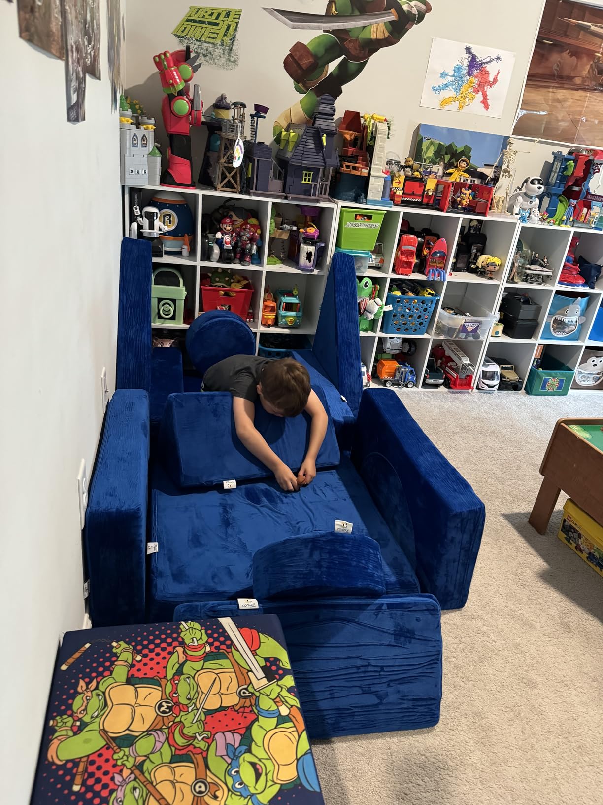 Contour Comfort Kids Couch 14 PC Modular Kids Play Couch Set - Convertible Sofa with Soft Foam Sofa Cushions | Fort Kid Play Room Furniture, Grey customer photo 2